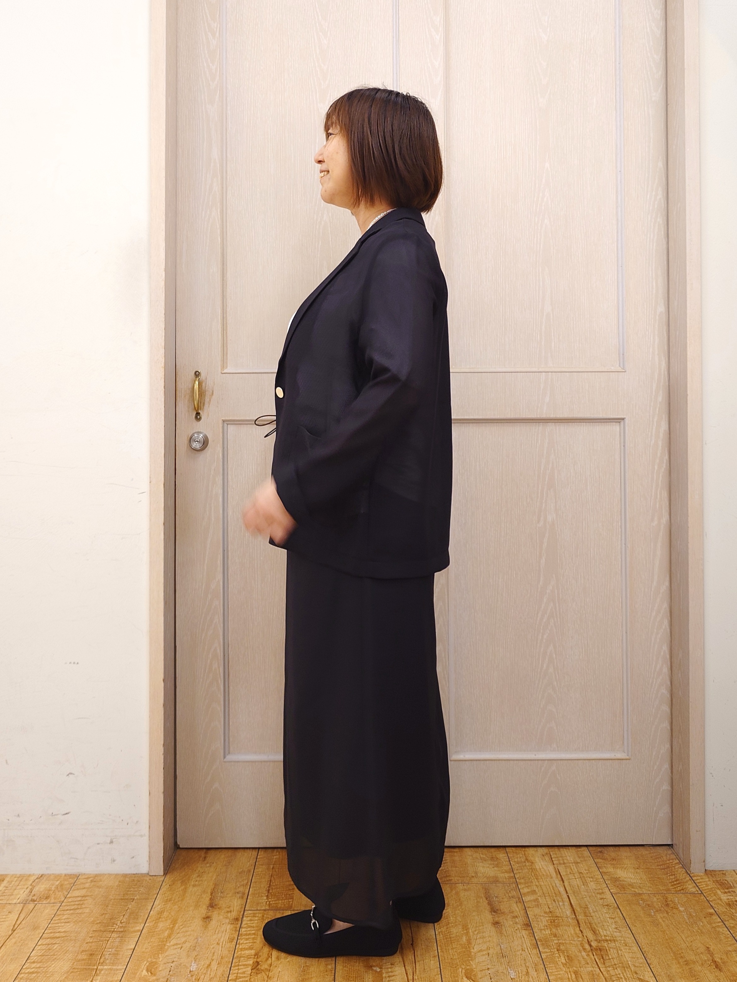 とろろさんの「SHOO･LA･RUE｜【通気性〇/セットアップ可/S-LL/洗濯機可】紫外線対策にも メッシュテーラードジャケット」を使ったコーディネート