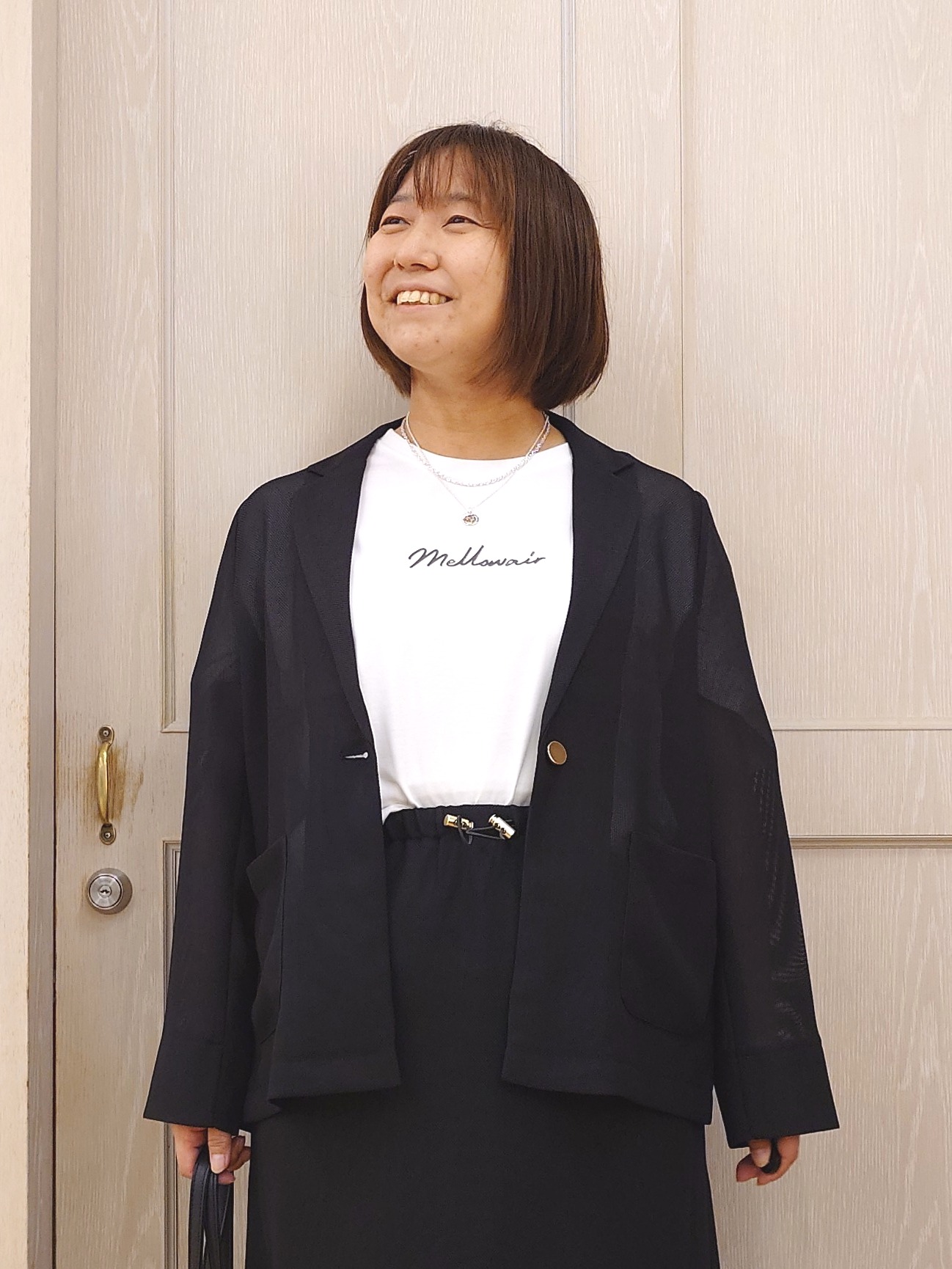 とろろさんの「SHOO･LA･RUE｜【通気性〇/セットアップ可/S-LL/洗濯機可】紫外線対策にも メッシュテーラードジャケット」を使ったコーディネート
