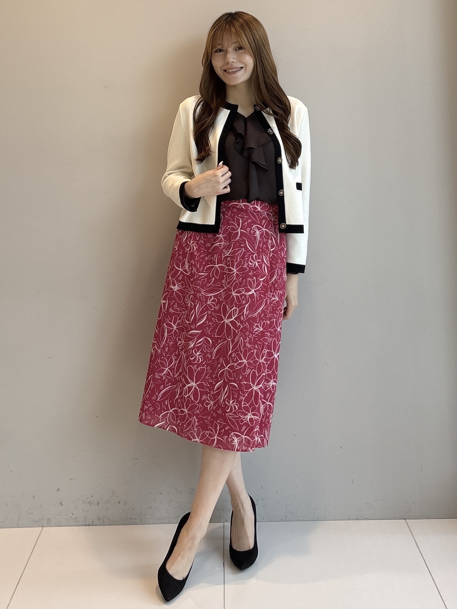 sayaさんの「COUP DE CHANCE｜【手洗い可／日本製】配色カーディガン」を使ったコーディネート