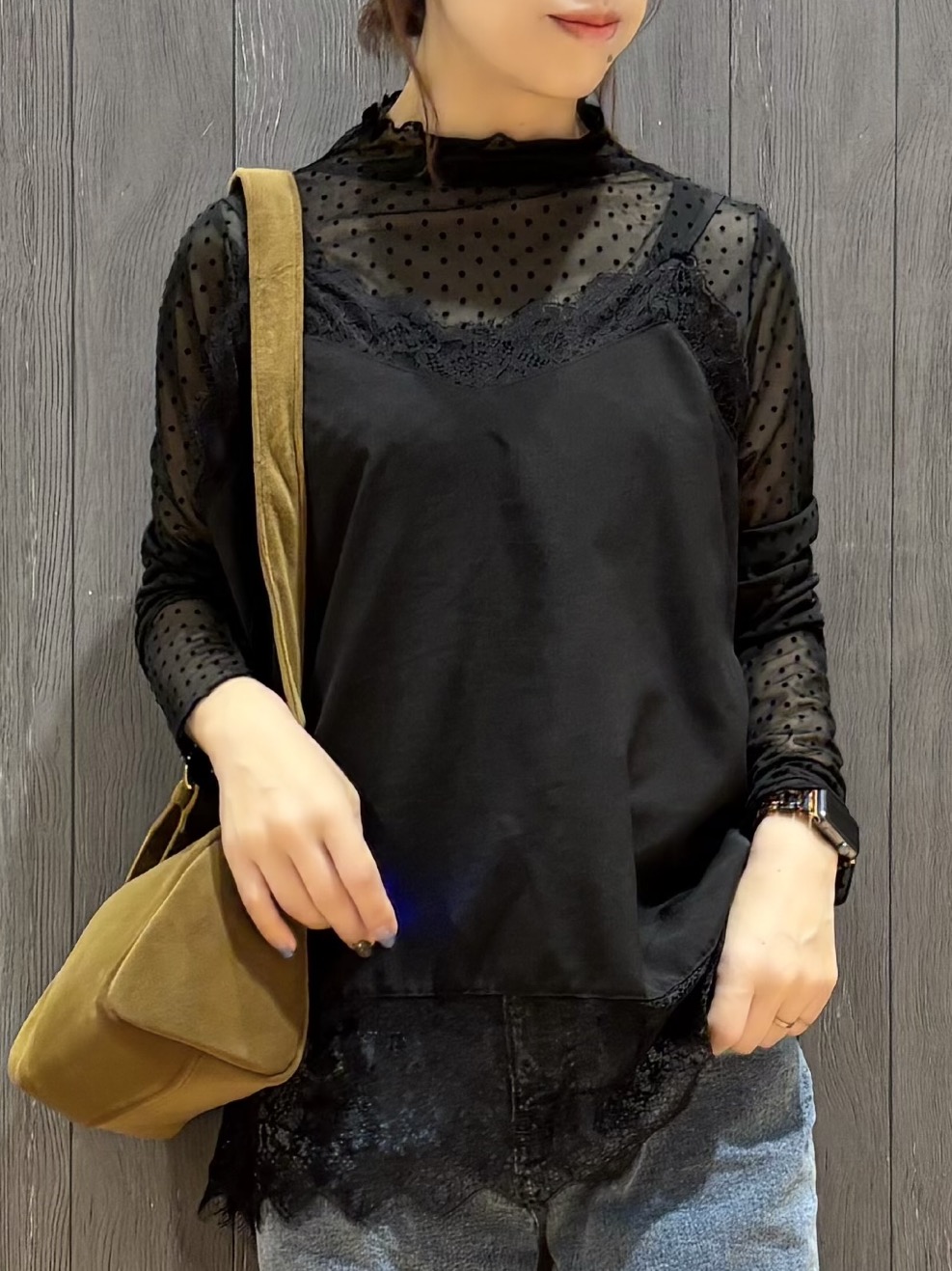 meiさんの「SHOO･LA･RUE｜【洗濯機可/S-LL】体型カバーしながらこなれ見え レース付きキャミソール」を使ったコーディネート