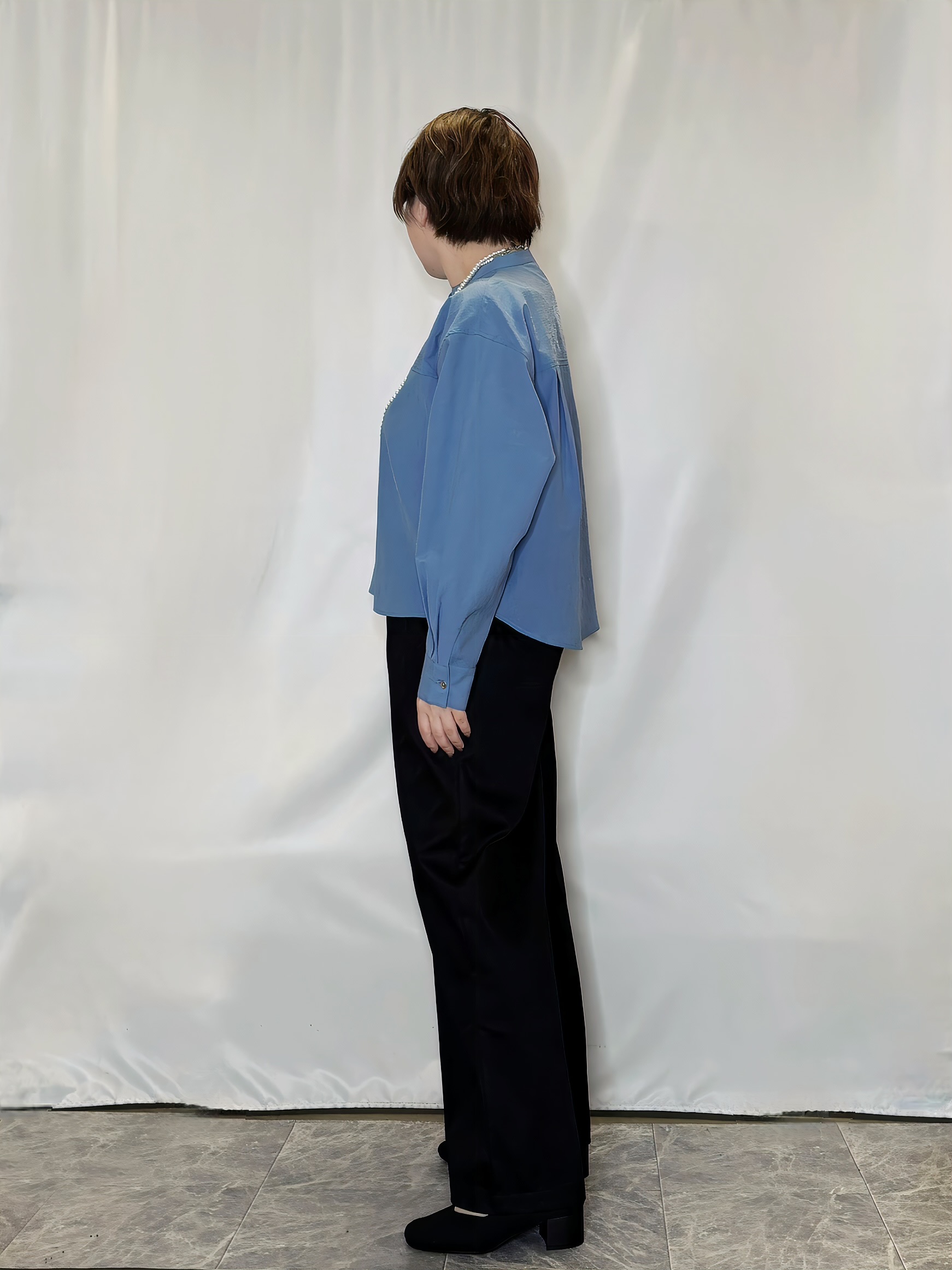 たみさんの「SHOO･LA･RUE｜【通気性〇/S-LL/洗濯機可】さらりと心地よい。ノーカラーシャツ」を使ったコーディネート
