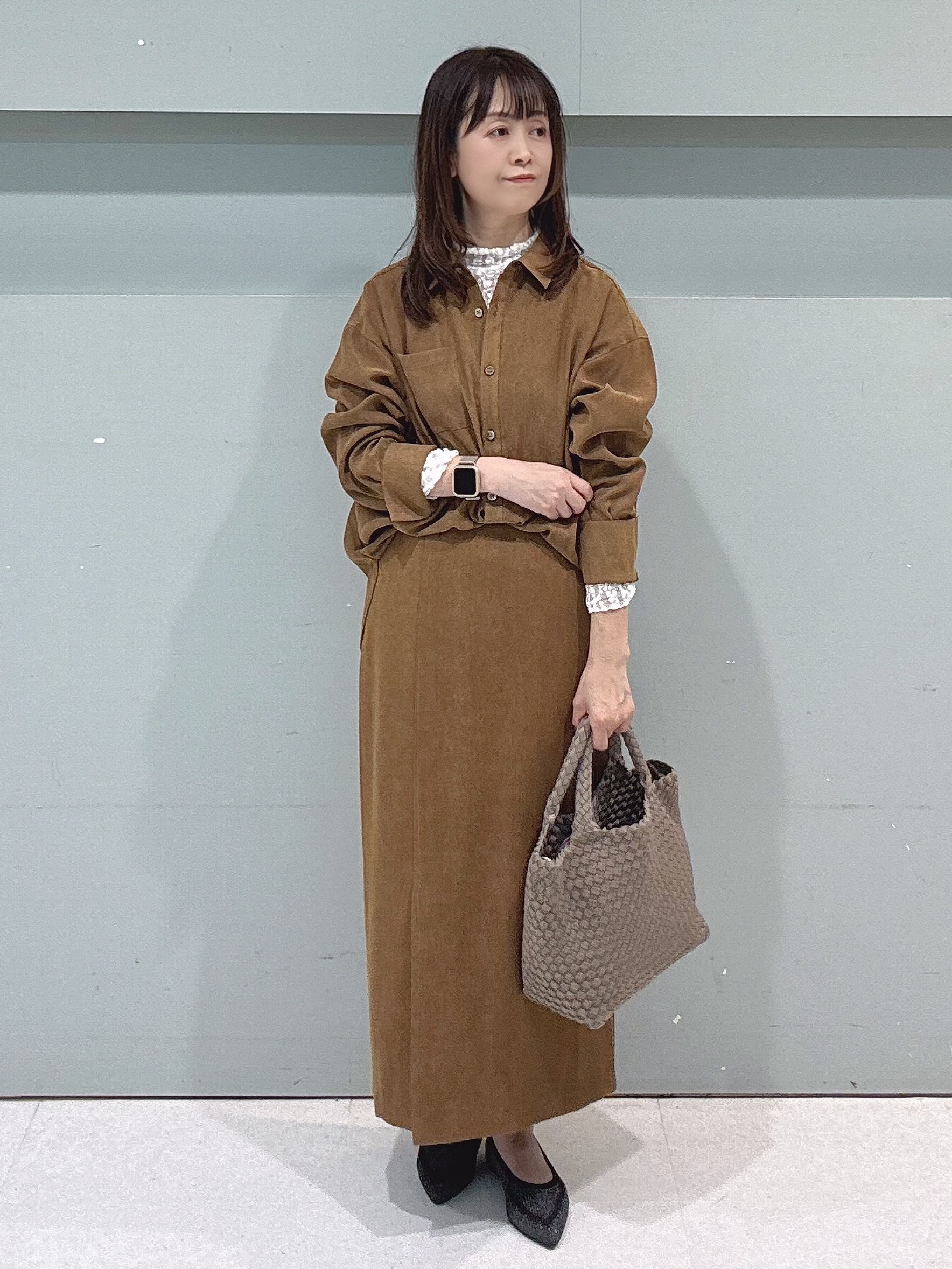 makiさんの「UNTITLED｜【セットアップ可/秋羽織り】スエードライクシャツ」を使ったコーディネート