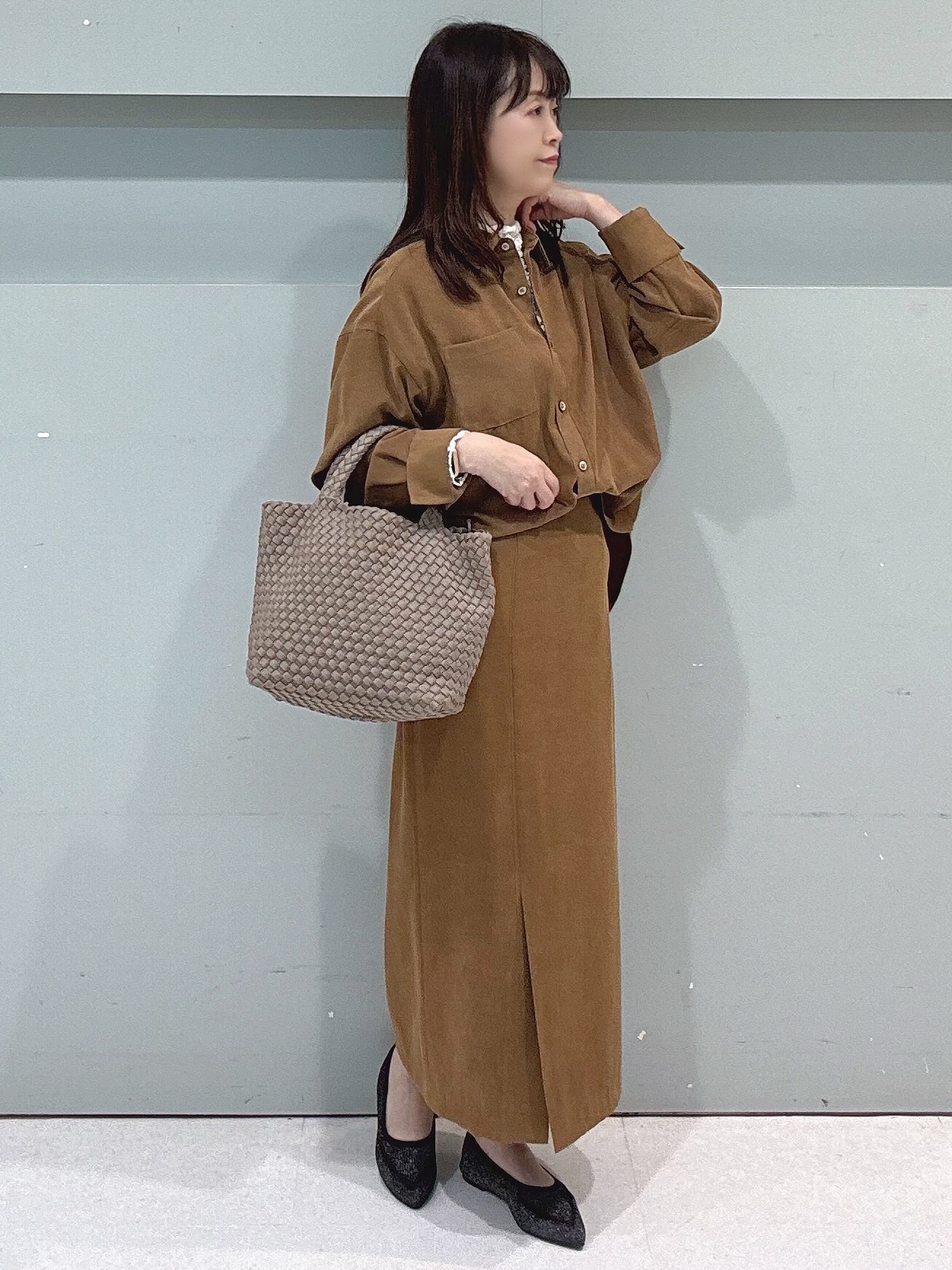 makiさんの「UNTITLED｜【セットアップ可/秋羽織り】スエードライクシャツ」を使ったコーディネート