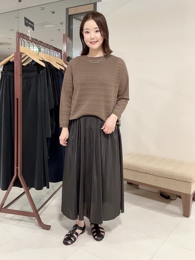 YUIさんの「UNTITLED｜◆メッシュ柄ボーダーニット」を使ったコーディネート