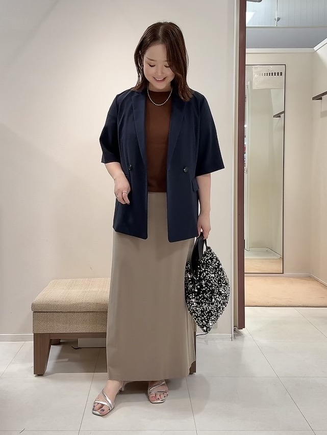YUIさんの「UNTITLED｜【秋の通勤羽織/セットアップ可/UVカット】エアリークール半袖ジャケット」を使ったコーディネート
