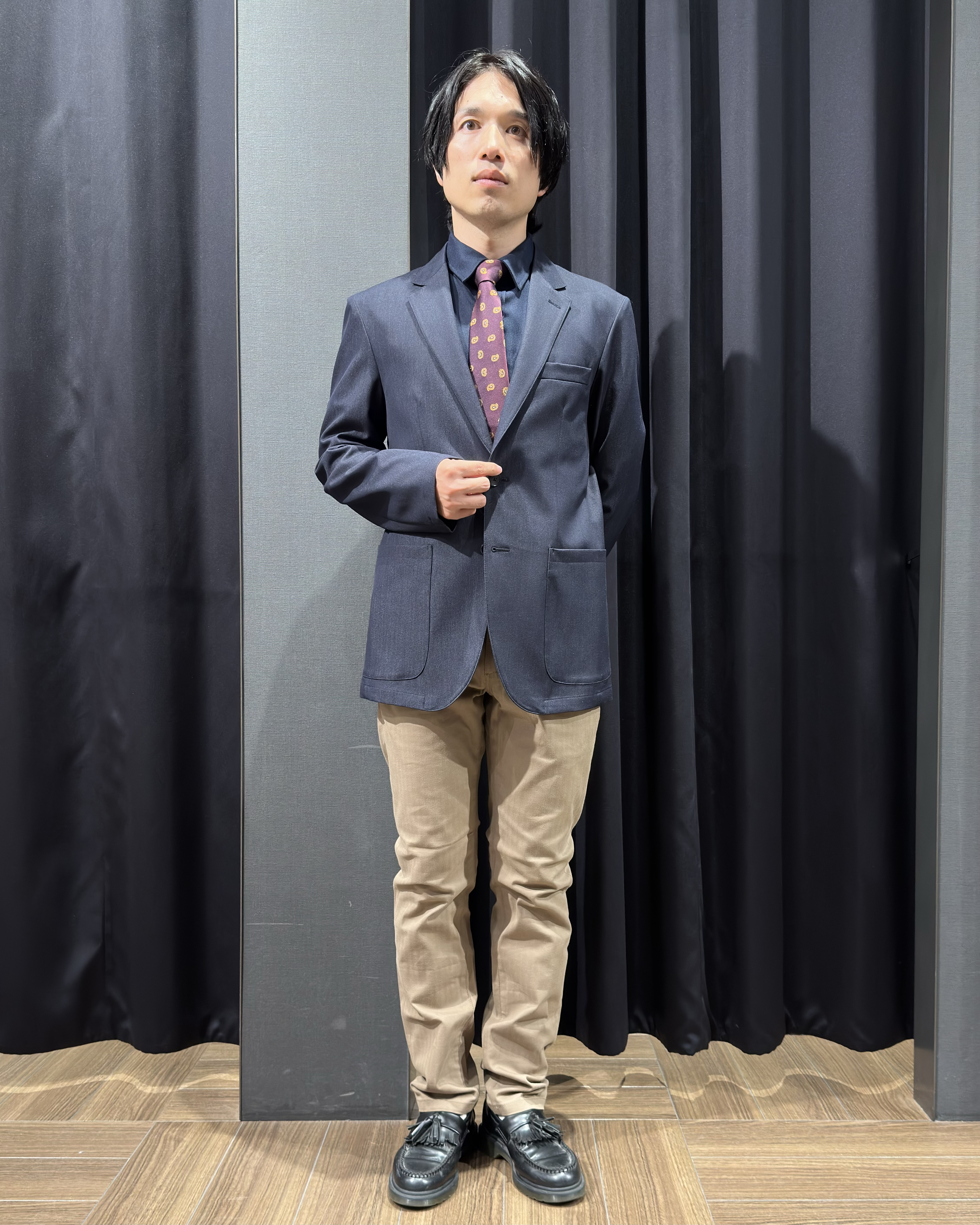 tomoyaさんの「THE SHOP TK｜【ストレッチ／洗濯機OK／セットアップ可】デニムライク ジャケット」を使ったコーディネート