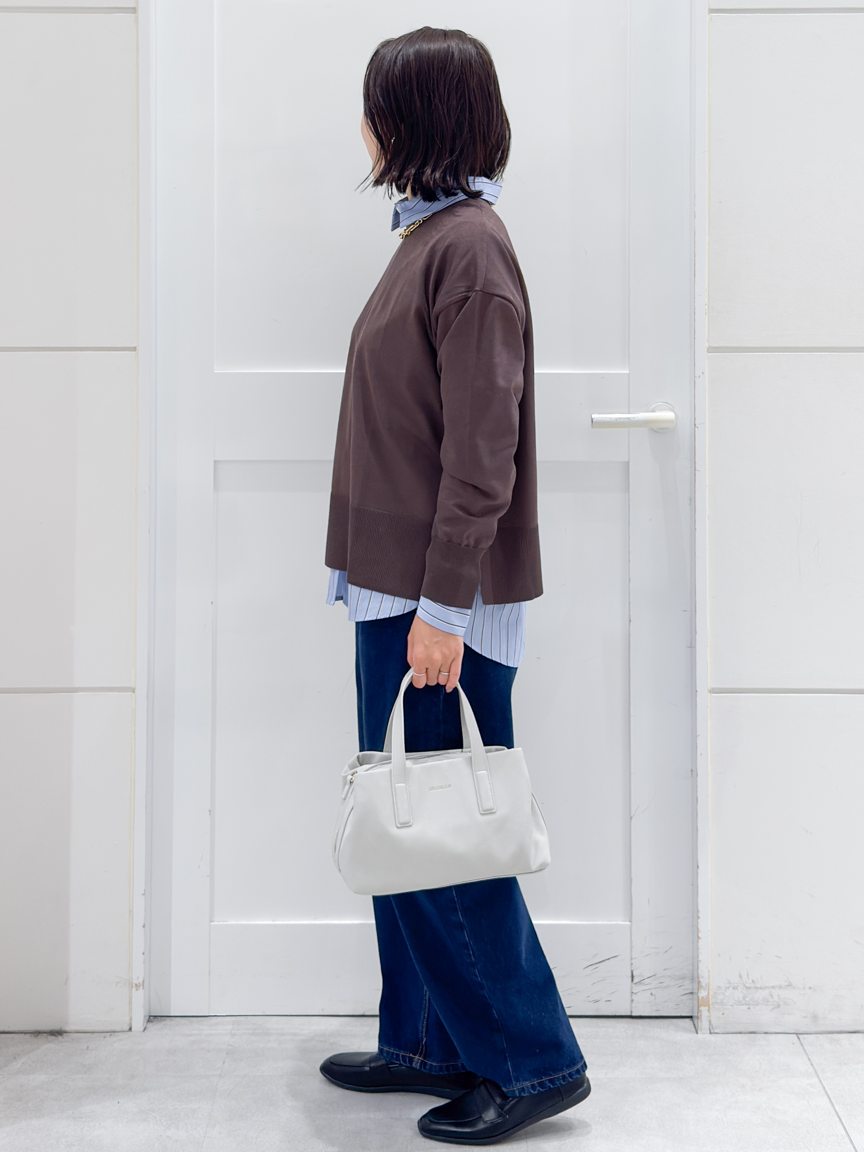 yuka.aさんの「OPAQUE.CLIP｜リラクシークルーニット【洗濯機OK】」を使ったコーディネート