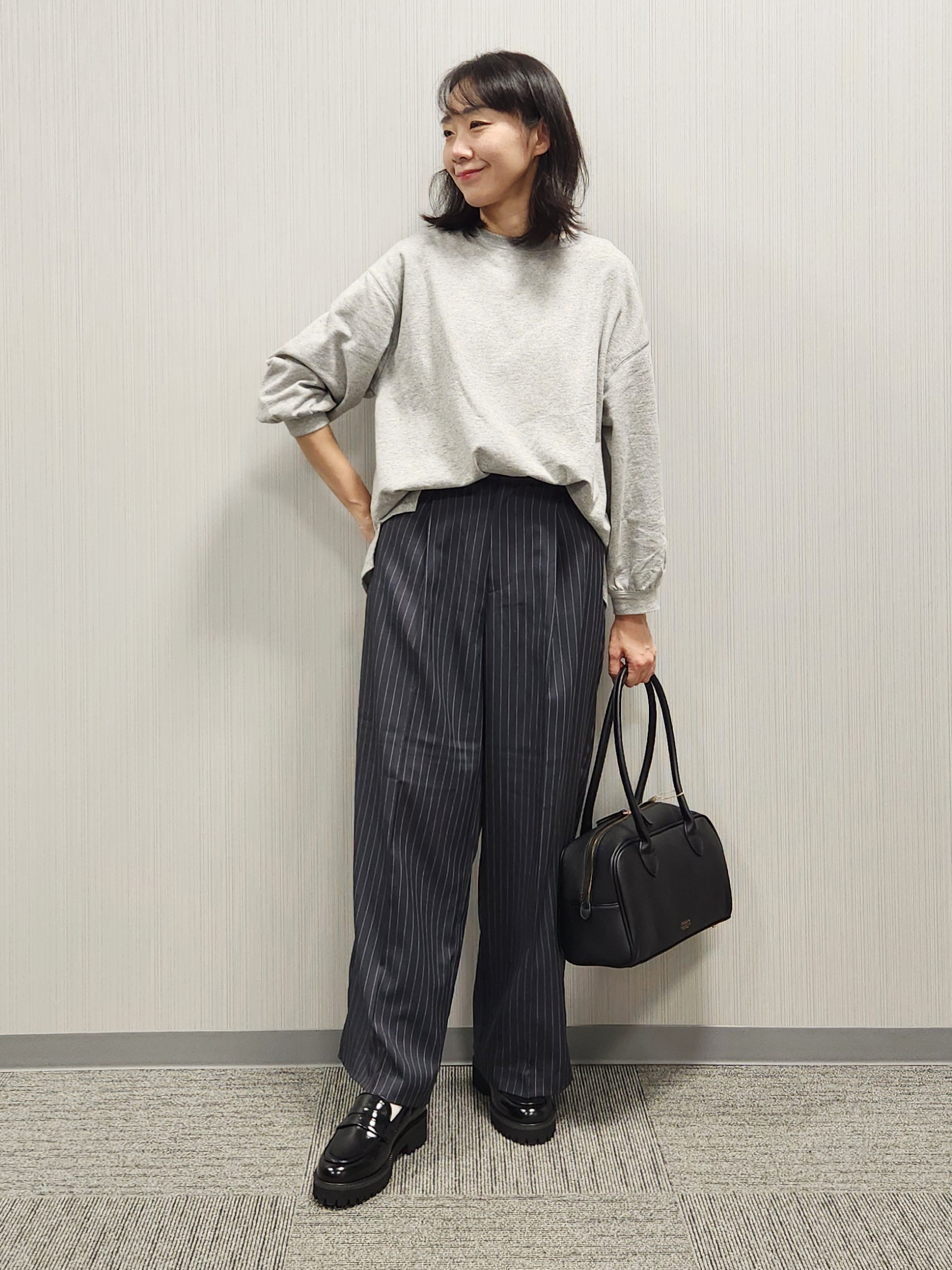 naraさんの「Dessin｜【洗える/7色展開/XS-L】バックヘンリーミニ裏毛 長袖」を使ったコーディネート