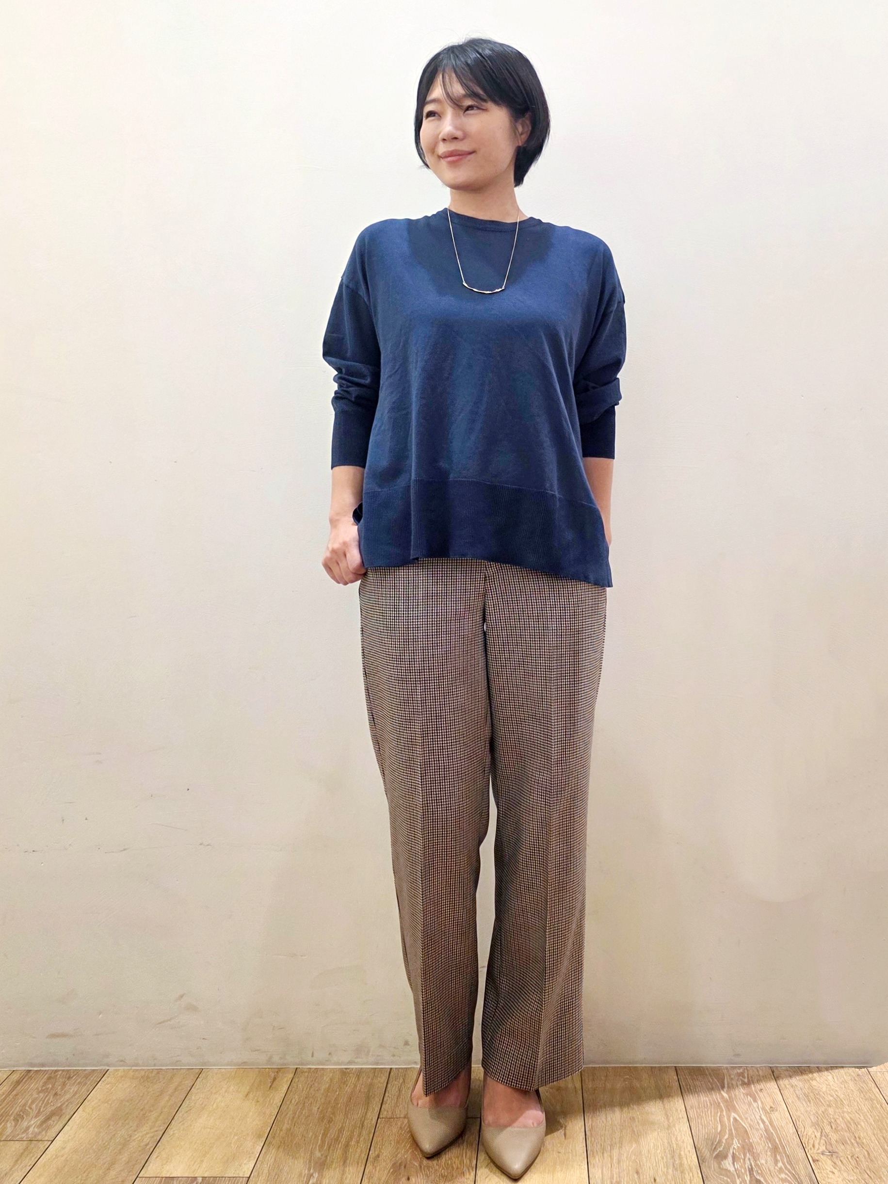 yuyuさんの「OPAQUE.CLIP｜リラクシークルーニット【洗濯機OK】」を使ったコーディネート