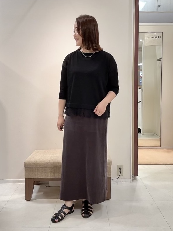 YUIさんの「UNTITLED｜【一枚で着映え】レースドッキングニットプルオーバー」を使ったコーディネート