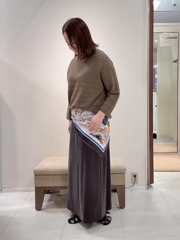 YUIさんの「UNTITLED｜◆メッシュ柄ボーダーニット」を使ったコーディネート
