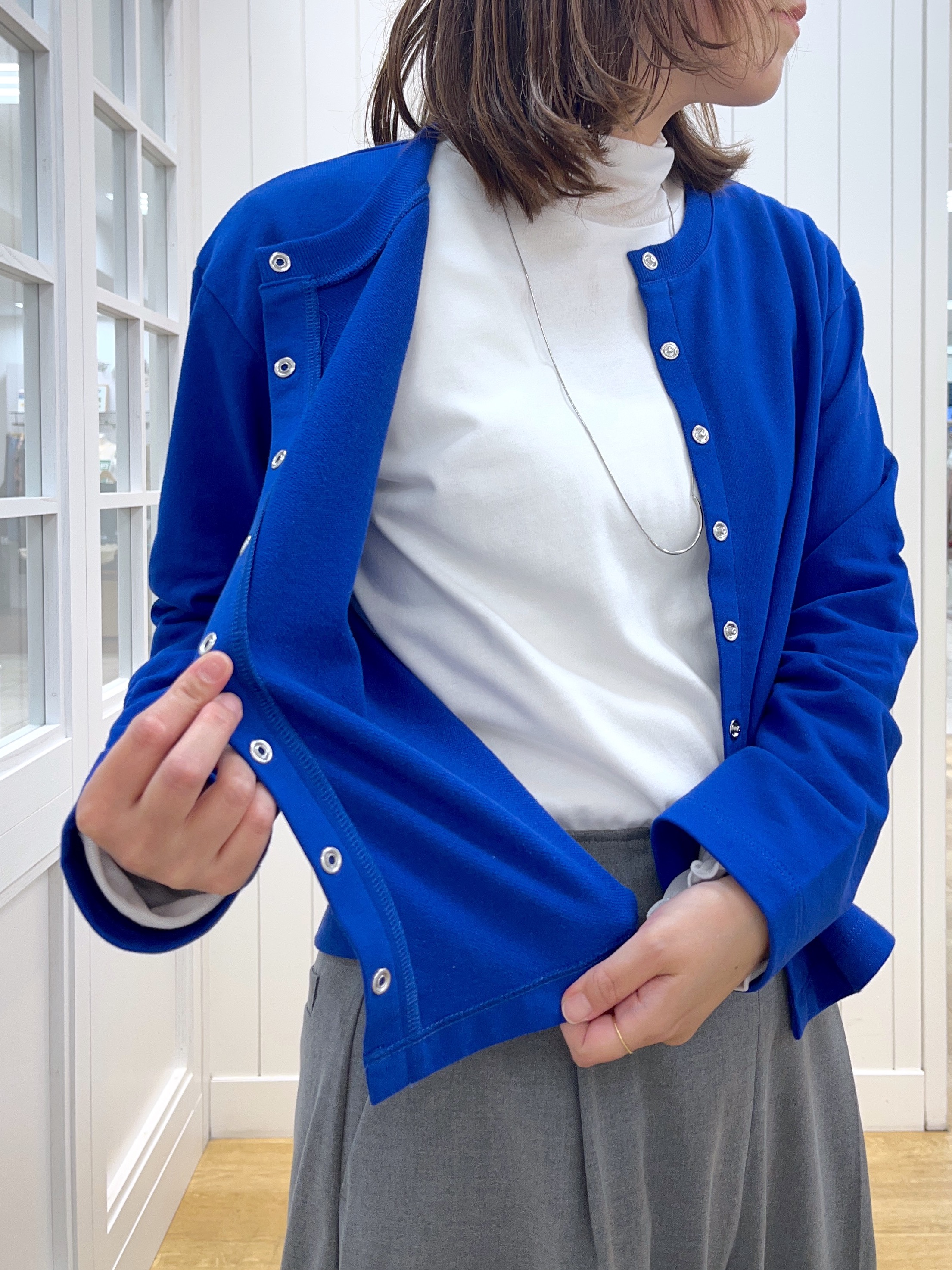takayamaさんの「Dessin｜【洗える/6色展開】リングスナップミニ裏毛カーディガン」を使ったコーディネート
