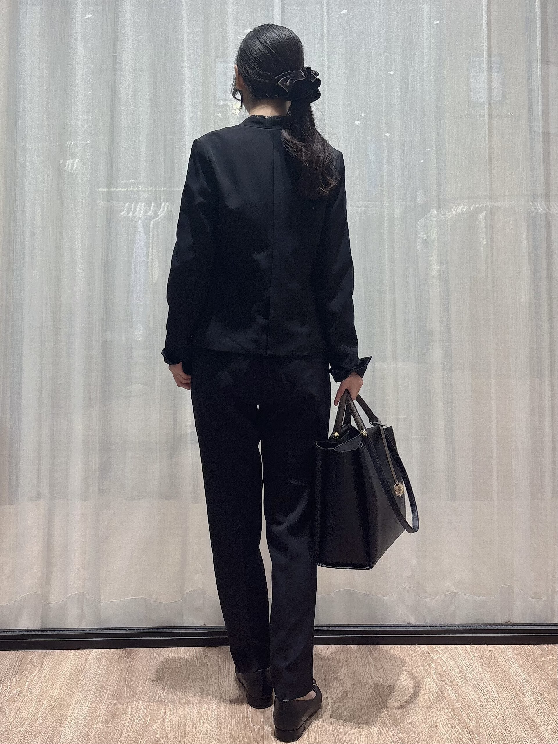 ぞうげさんの「OPAQUE.CLIP｜【防シワ】セットアップ可 ダブルクロスノーカラージャケット《洗濯機OK／イージーアイロン／ストレッチ」を使ったコーディネート