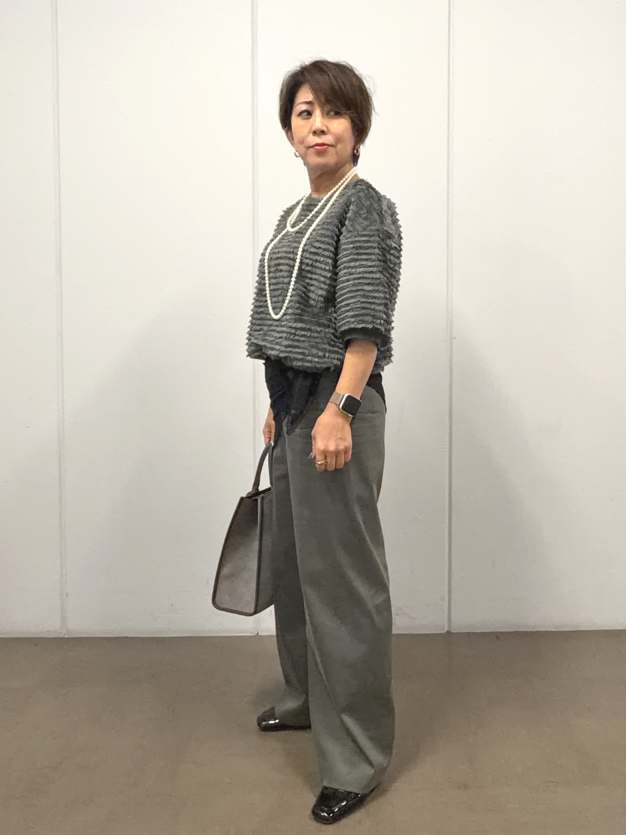 sayakaさんの「UNTITLED｜【秋映え/体型カバー】フェザージャガードプルオーバー」を使ったコーディネート
