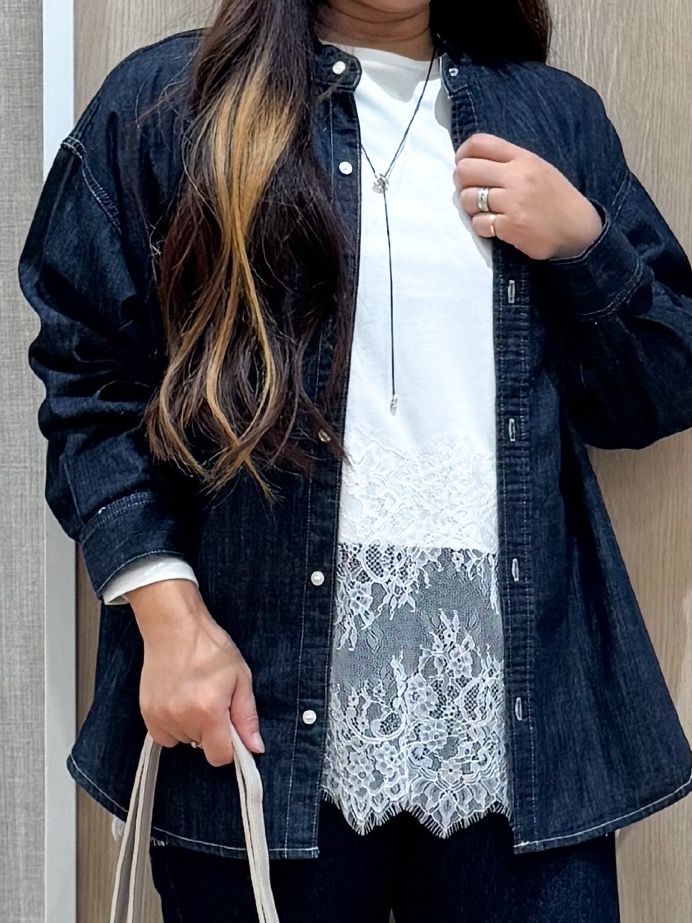 sachiさんの「grove｜【Lee&times;grove別注】DENIM BOWTIE SHIRTS」を使ったコーディネート