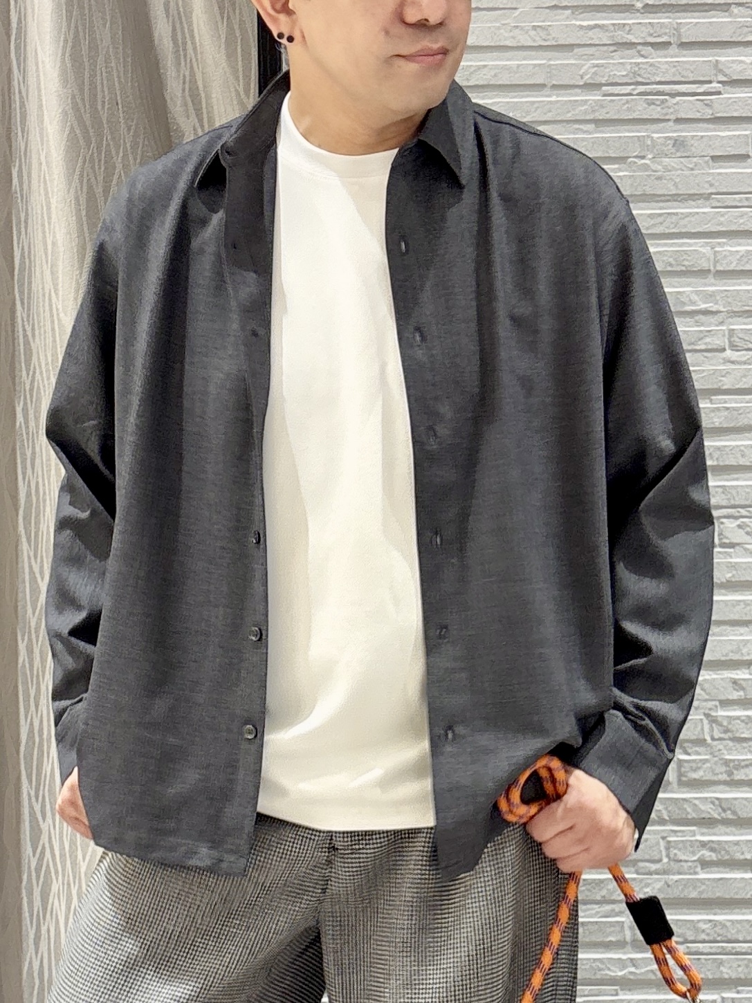 Pーyamaさんの「THE SHOP TK｜【洗濯機OK】ウールライク 長袖シャツ」を使ったコーディネート