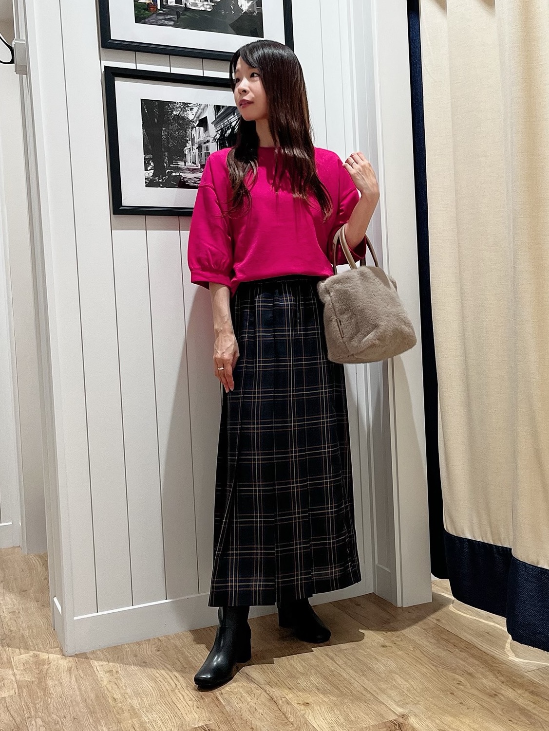 mihoさんの「Dessin｜【高レビュー/洗える/XS-L】バックヘンリーミニ裏毛 5分袖」を使ったコーディネート