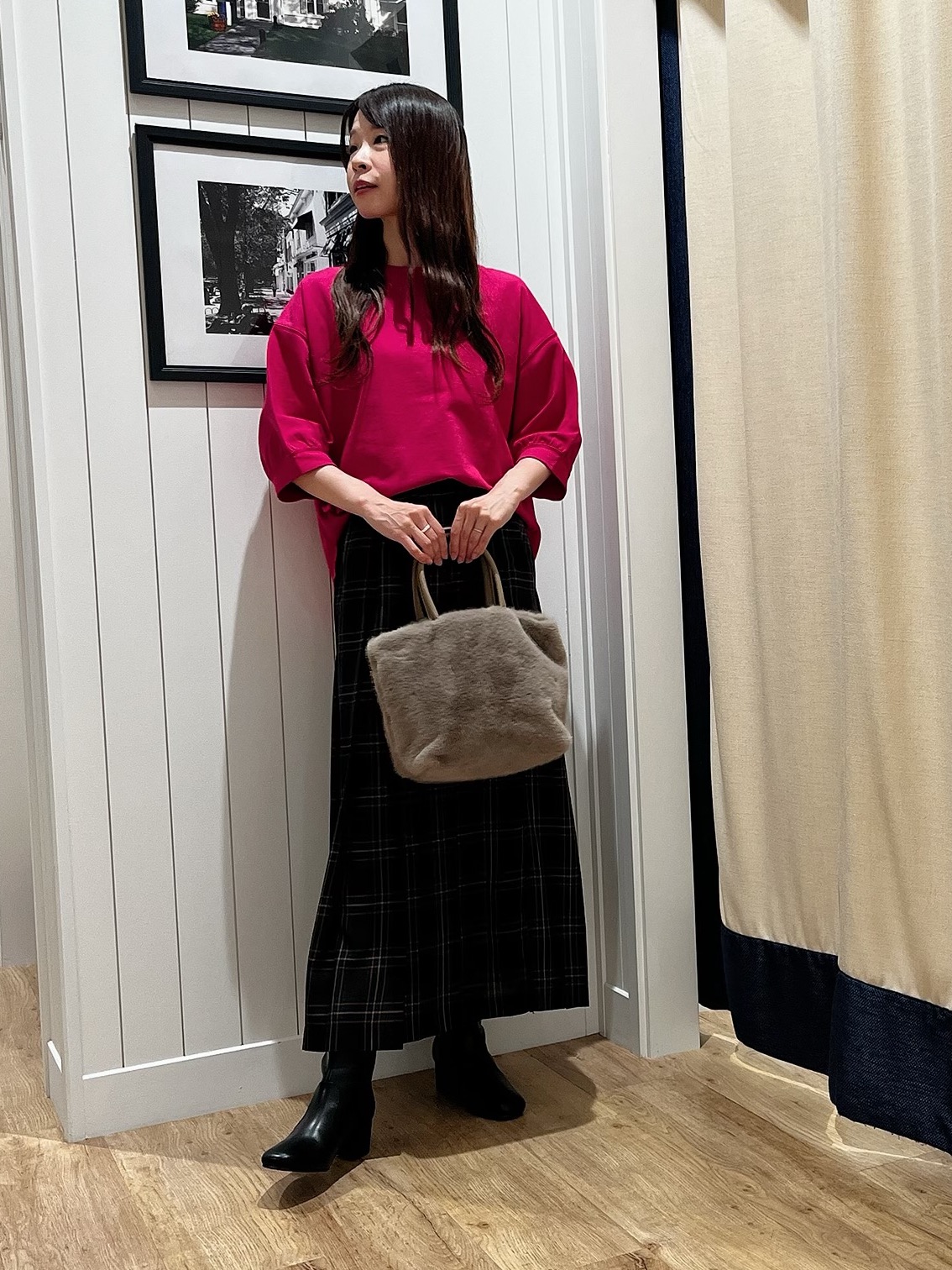 mihoさんの「Dessin｜【高レビュー/洗える/XS-L】バックヘンリーミニ裏毛 5分袖」を使ったコーディネート