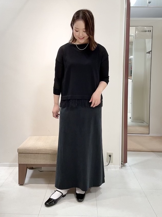 YUIさんの「UNTITLED｜【一枚で着映え】レースドッキングニットプルオーバー」を使ったコーディネート