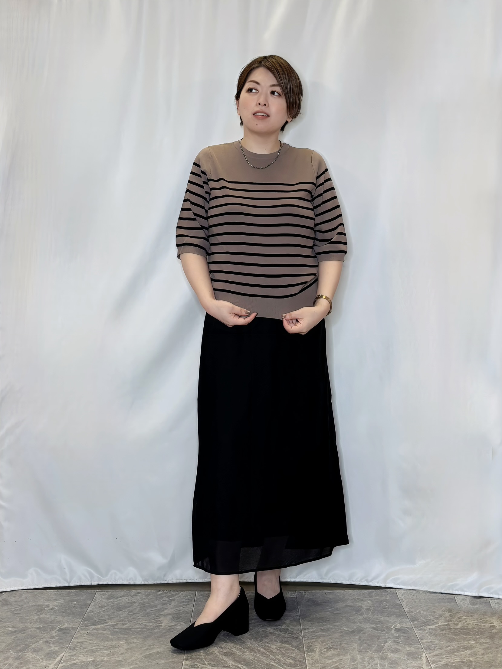 たみさんの「SHOO･LA･RUE｜【通気性〇/セットアップ可/S-LL/洗濯機可】紫外線対策にも メッシュテーラードジャケット」を使ったコーディネート