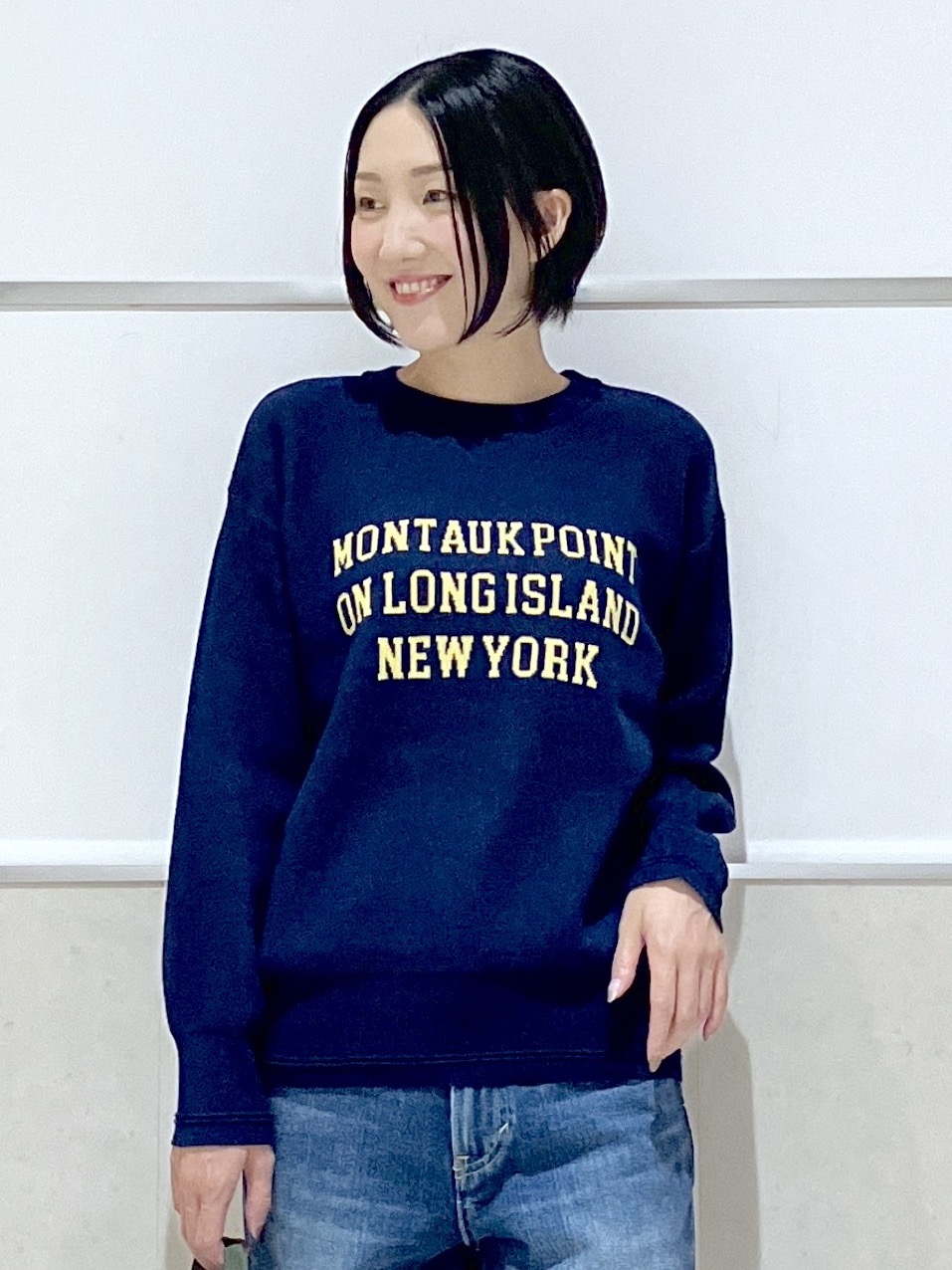 eriko さんの「Dessin｜【洗濯機OK/秋レイヤード】スウェットライク ロゴニット」を使ったコーディネート