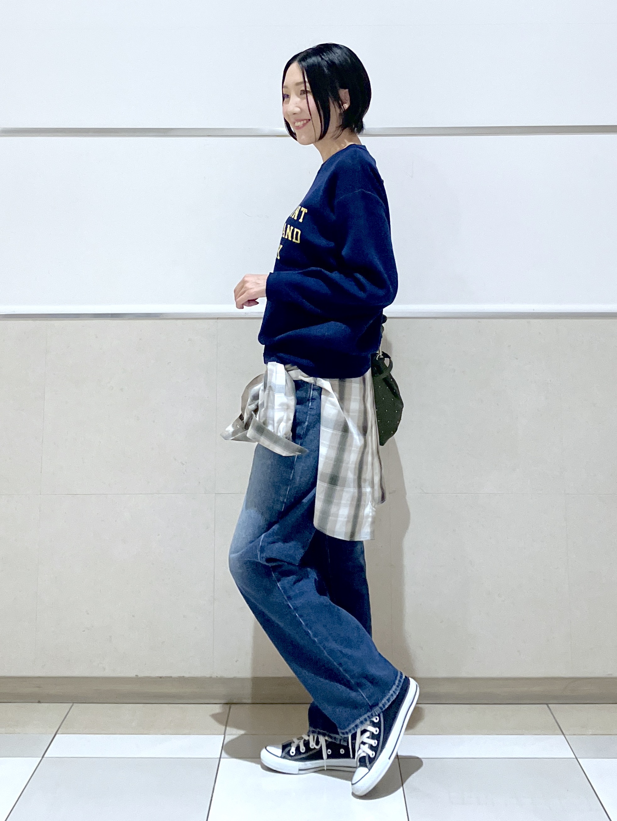 eriko さんの「Dessin｜【店頭人気/洗濯機OK/秋レイヤード】スウェットライク ロゴニット」を使ったコーディネート