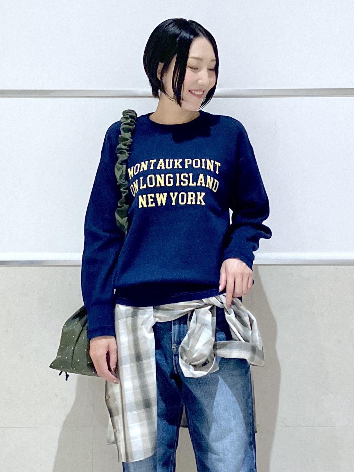 eriko さんの「Dessin｜【店頭人気/洗濯機OK/秋レイヤード】スウェットライク ロゴニット」を使ったコーディネート