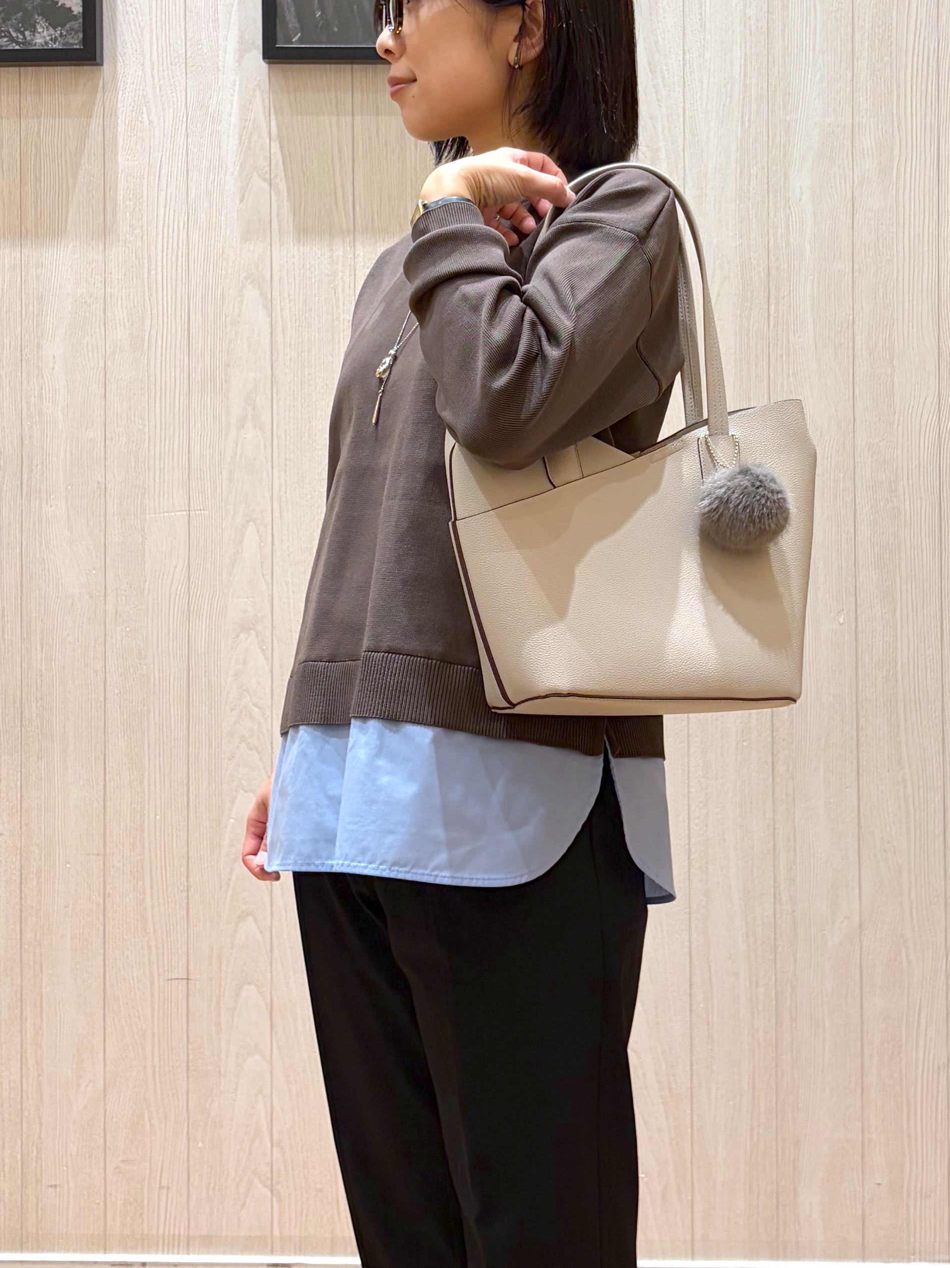shirayuuuさんの「SHOO･LA･RUE｜【S-LL】着るだけできまる シャツレイヤード風 スポンディッシュニット」を使ったコーディネート