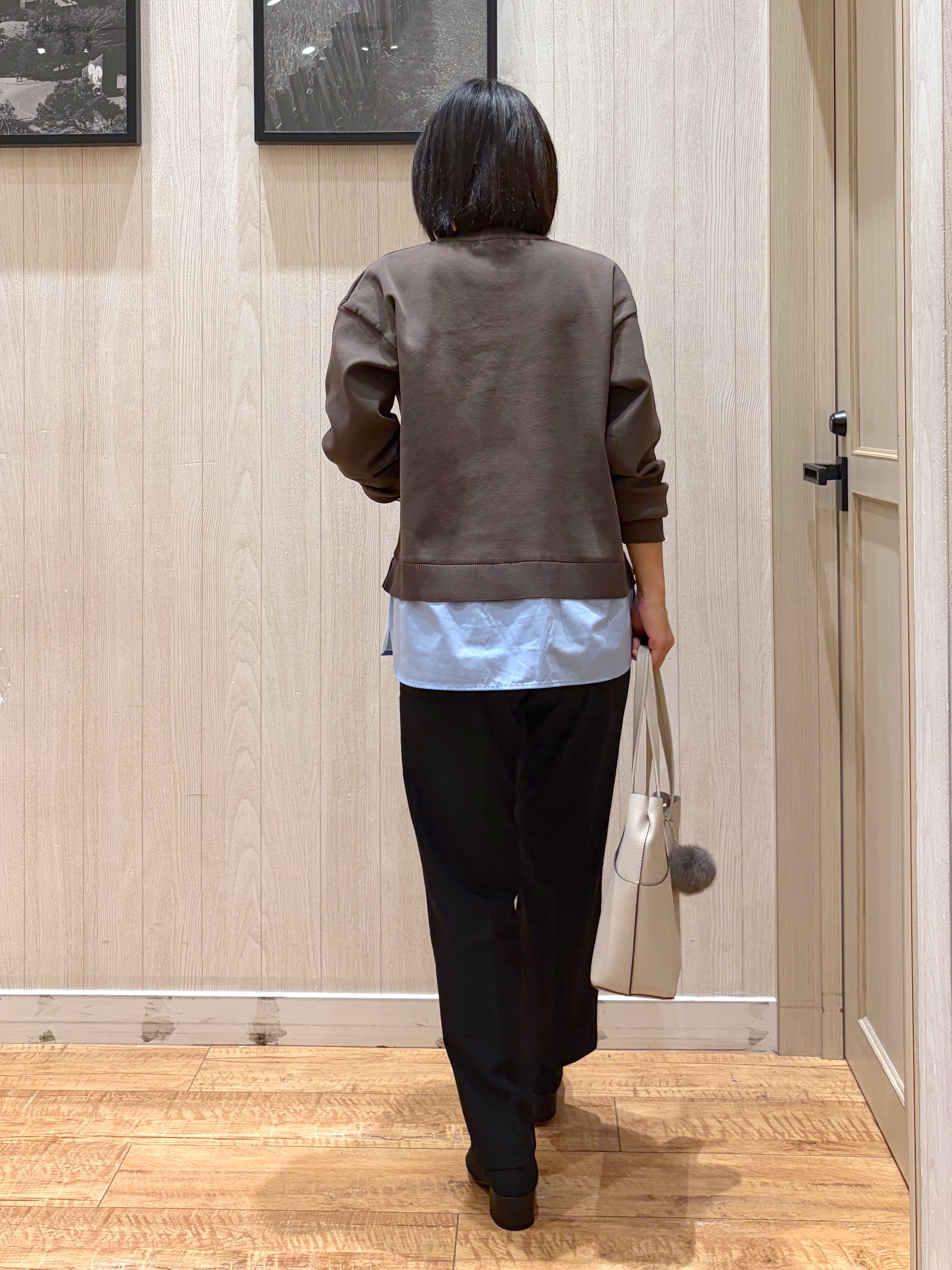 shirayuuuさんの「SHOO･LA･RUE｜【S-LL】着るだけできまる シャツレイヤード風 スポンディッシュニット」を使ったコーディネート