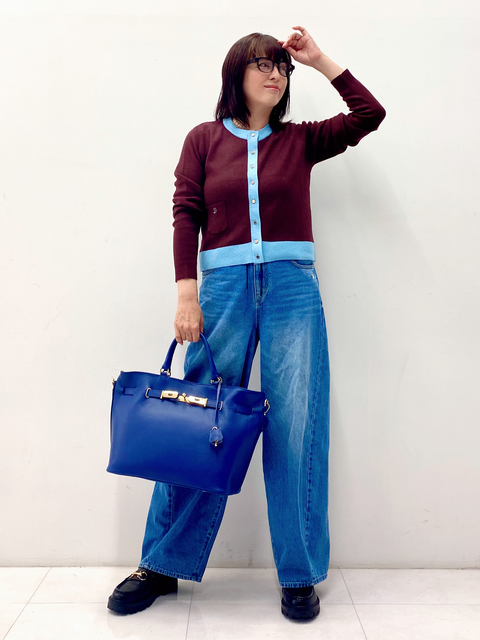 Sawaguchiさんの「DRESSTERIOR｜【マシンウォッシャブル】コットンカシミヤバイカラーカーディガン」を使ったコーディネート