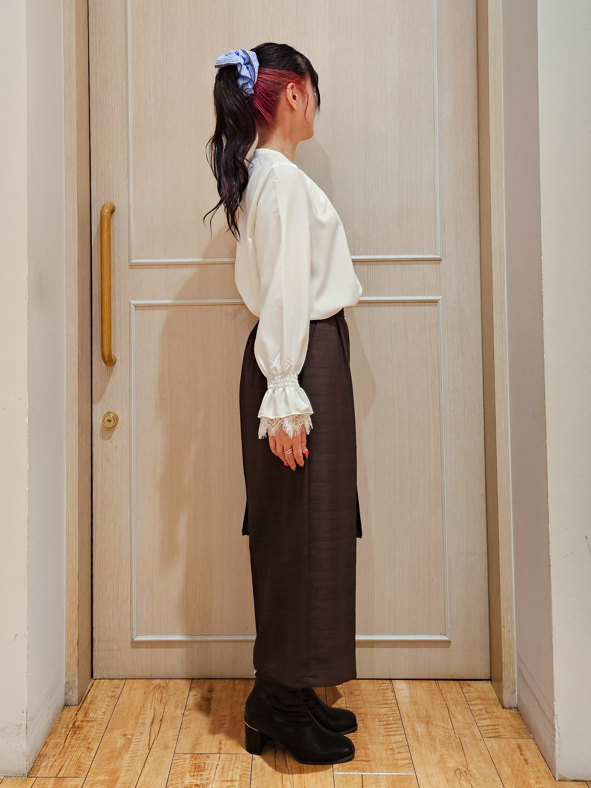 ゆゆさんの「SHOO･LA･RUE｜【S-LL/洗濯機可】お袖レースで華やぐ。フェミニンブラウス」を使ったコーディネート