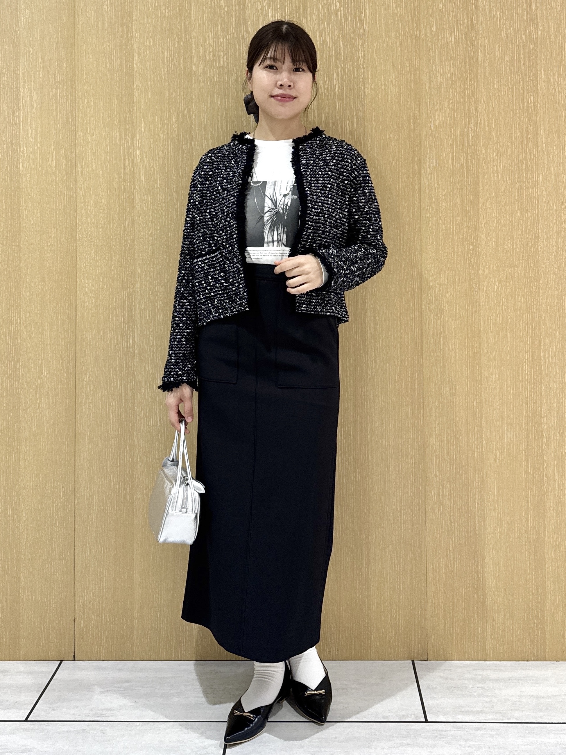 nanaさんの「UNTITLED｜【ジャケットライク/秋羽織り】ファンシーヤーンツイードニットカーディガン」を使ったコーディネート