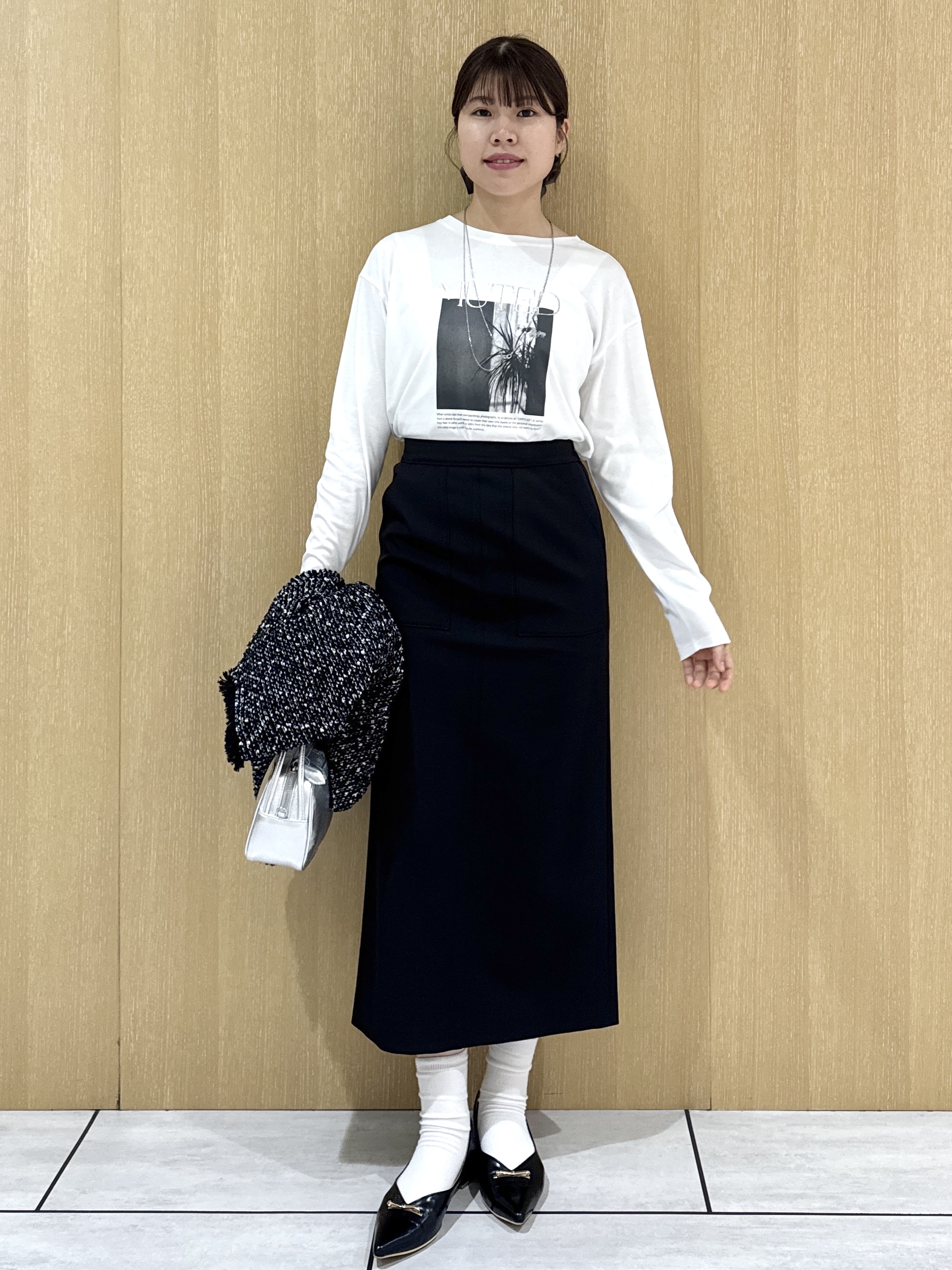 nanaさんの「UNTITLED｜【ジャケットライク/秋羽織り】ファンシーヤーンツイードニットカーディガン」を使ったコーディネート