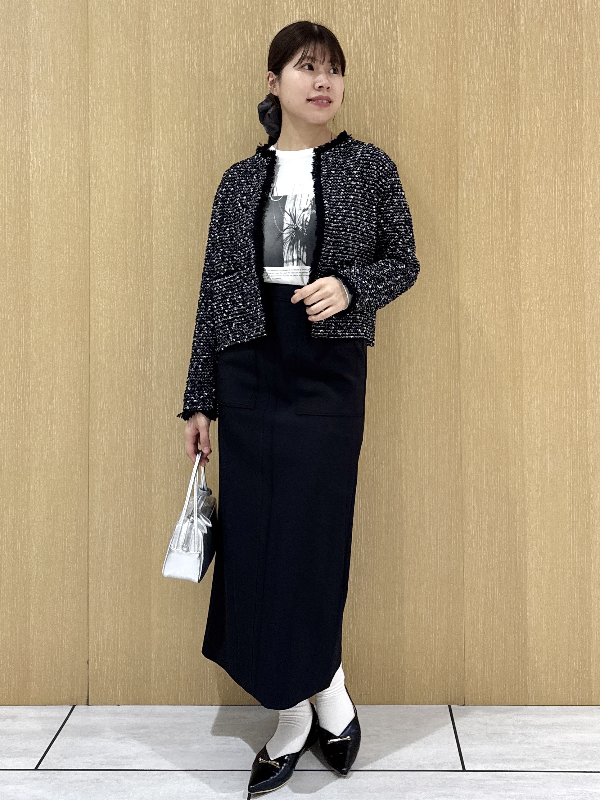 nanaさんの「UNTITLED｜【ジャケットライク/秋羽織り】ファンシーヤーンツイードニットカーディガン」を使ったコーディネート