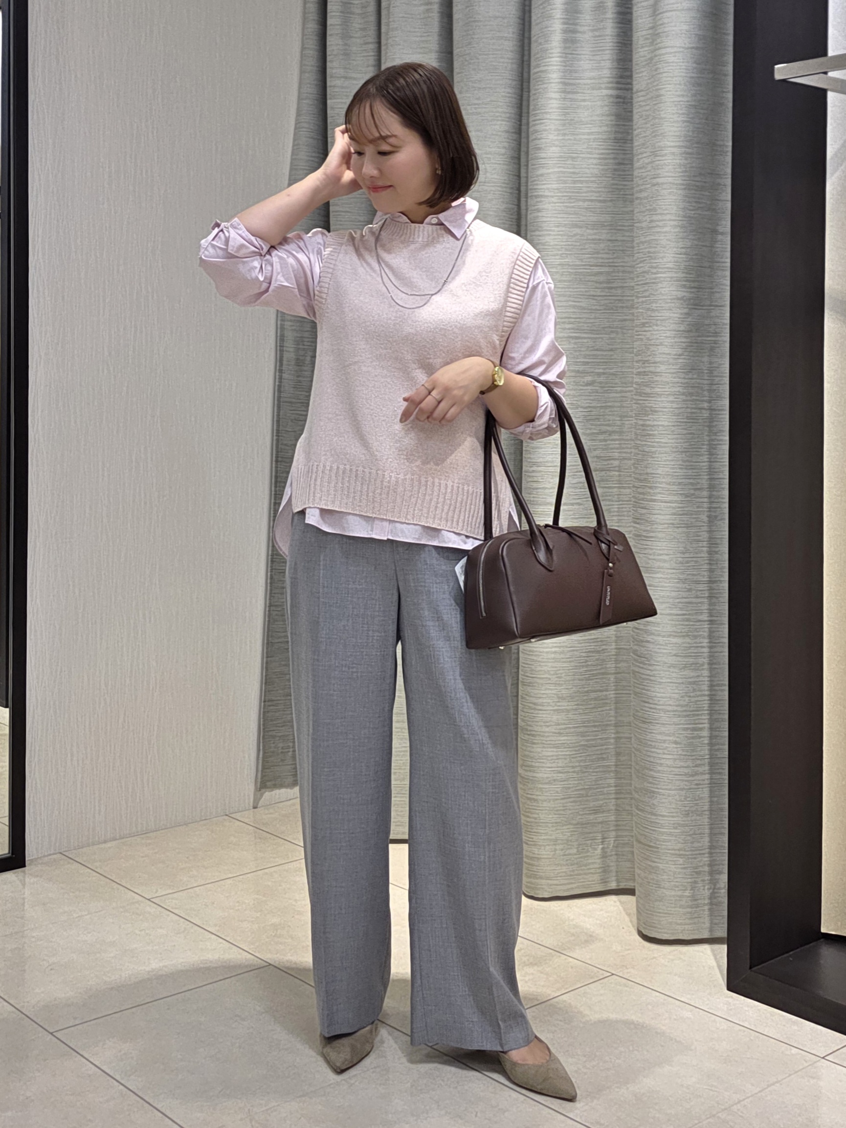 naokoさんの「UNTITLED｜【5色展開/手洗い可】ローシルクウールニットベスト」を使ったコーディネート