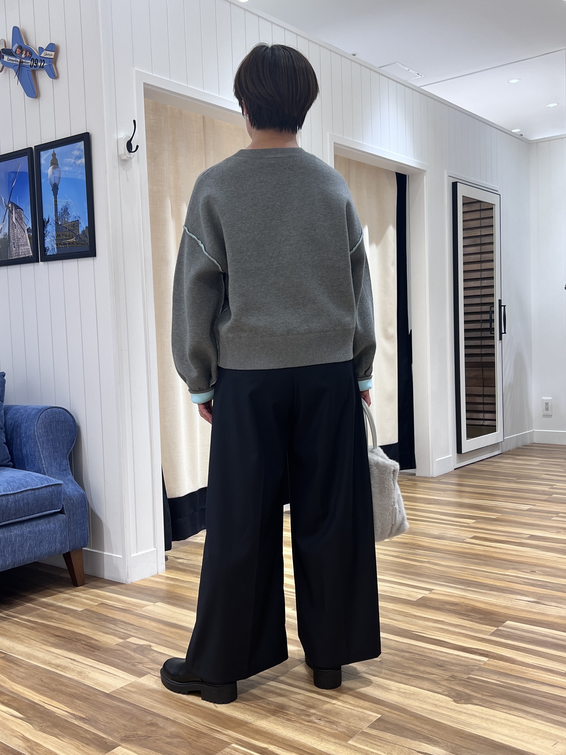 haruさんの「Dessin｜【洗濯機OK/XS-L】配色リバーシブル コットンジャカード クルーネックニット」を使ったコーディネート
