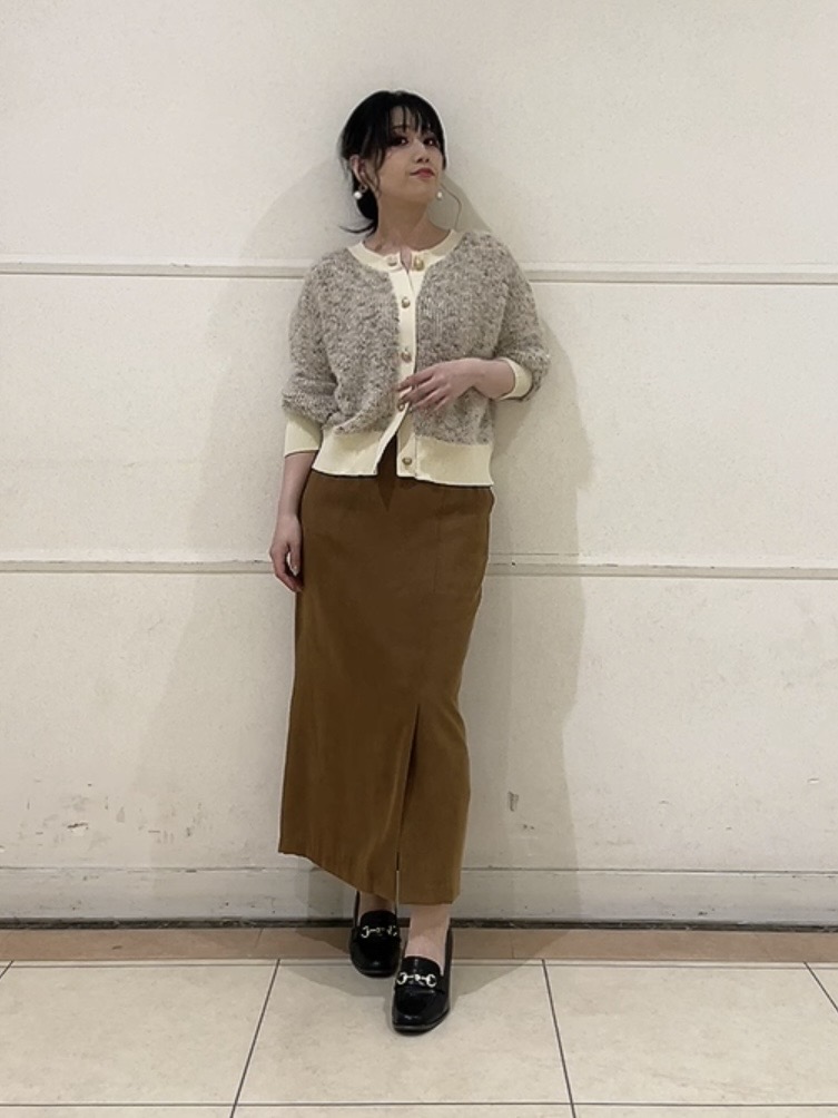 watanabeさんの「UNTITLED｜【華やか／ラメ混】ツイード調カーディガン」を使ったコーディネート