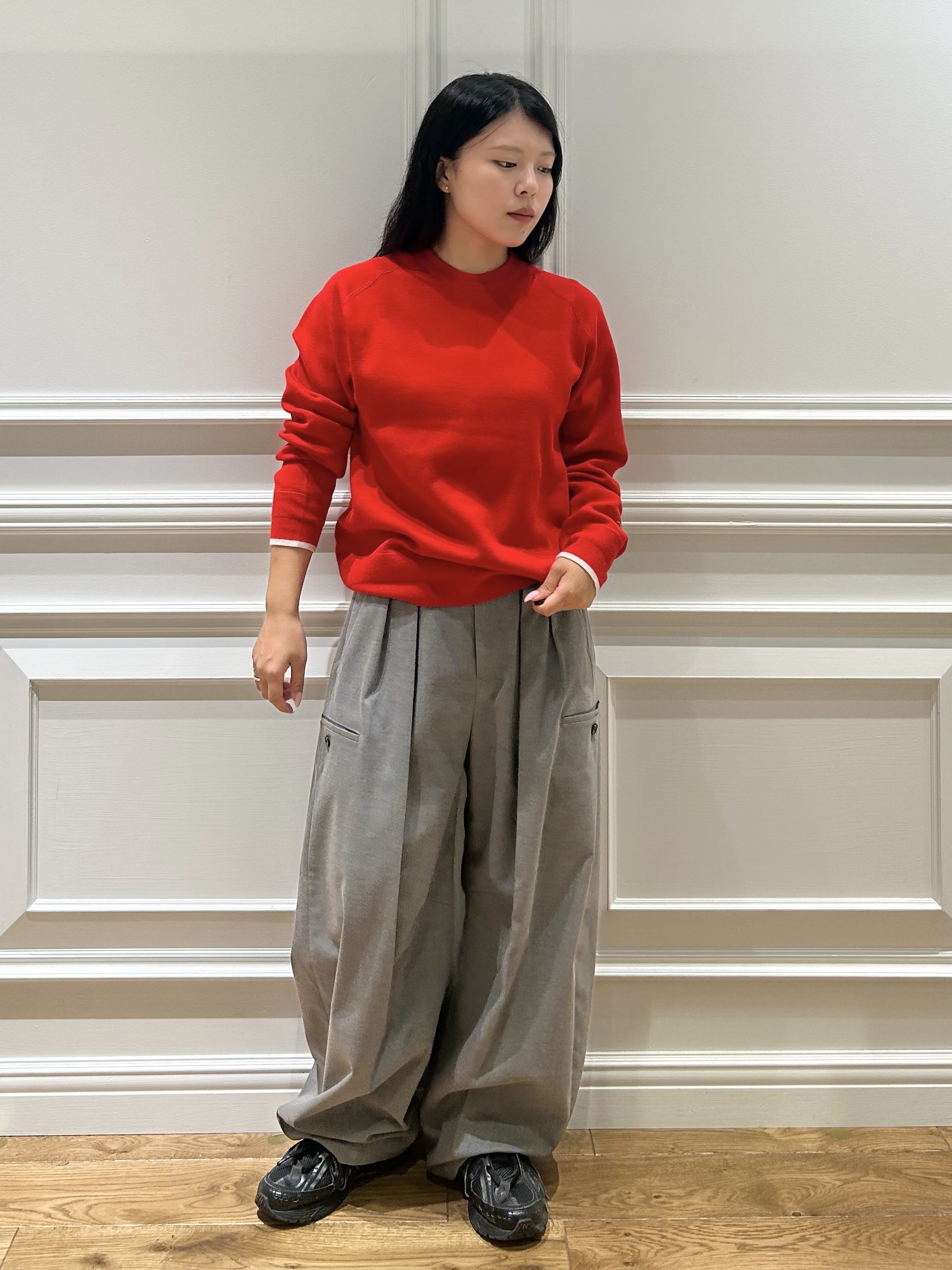 とりみさんの「DRESSTERIOR｜【6色展開/マシンウォッシャブル】コットンカシミヤニット」を使ったコーディネート