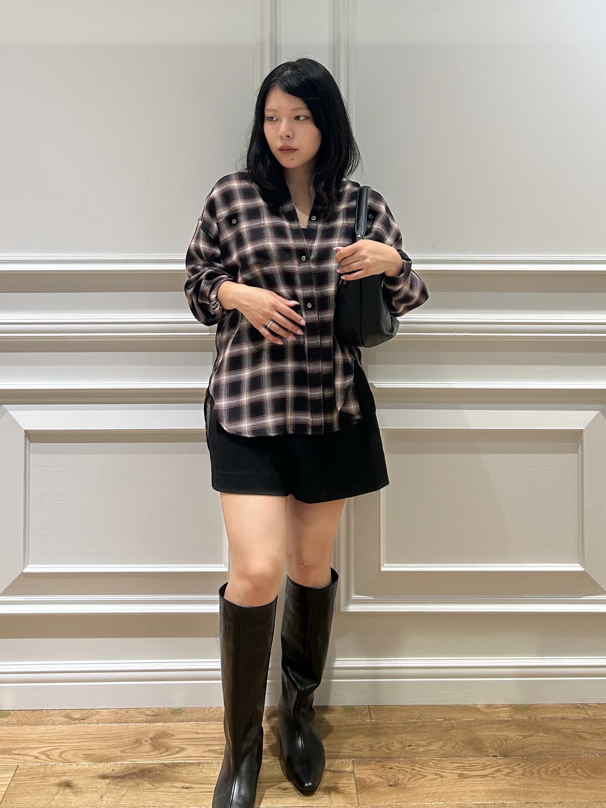 とりみさんの「DRESSTERIOR｜【ウォッシャブル】ビエラオンブレチェックシャツ」を使ったコーディネート