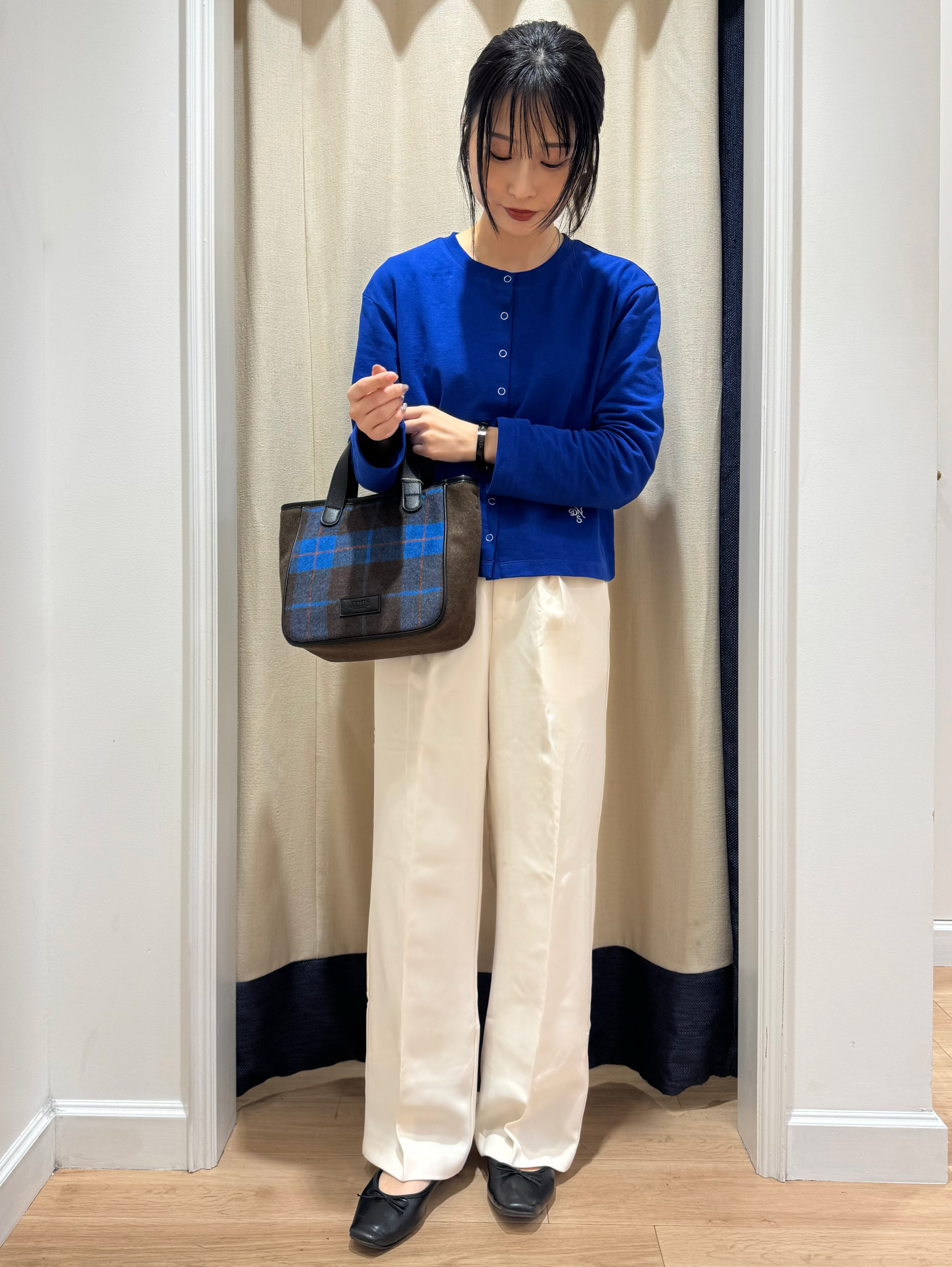 haruさんの「Dessin｜【洗える/6色展開】リングスナップミニ裏毛カーディガン」を使ったコーディネート