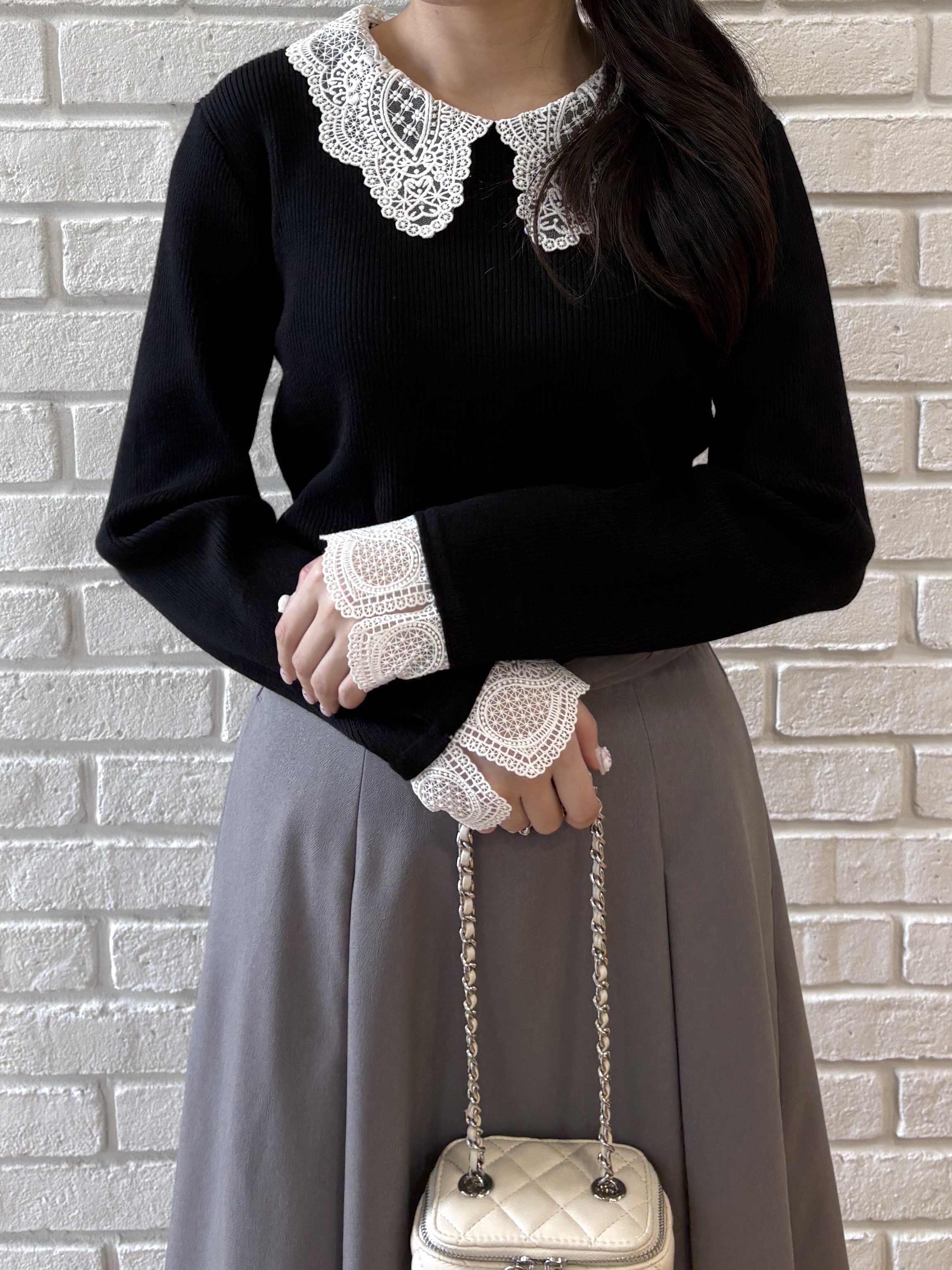 AOIさんの「Couture brooch｜【美シルエット】細ベルト付き タックフレアスカート」を使ったコーディネート