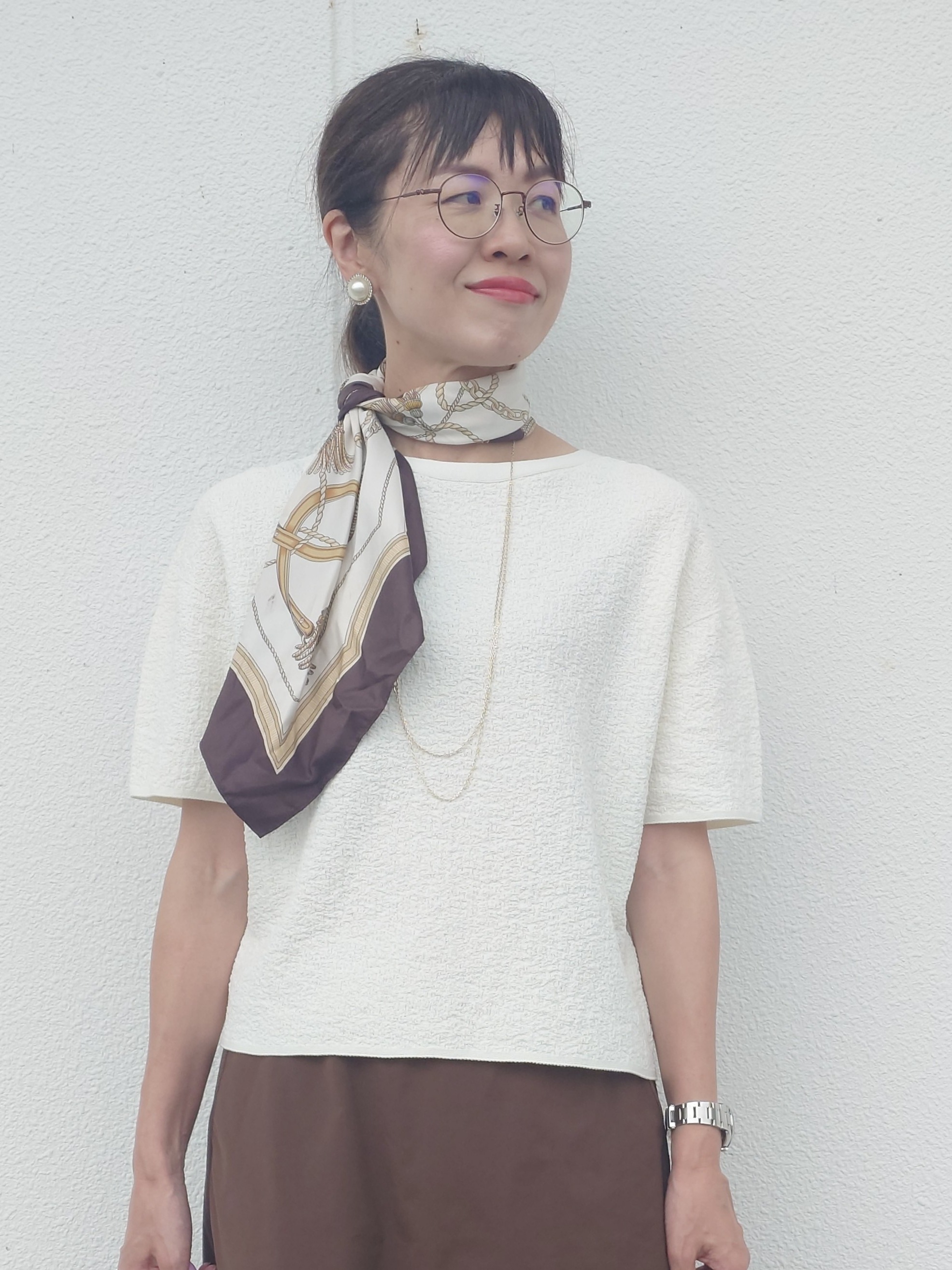 MUTSUKOさんの「UNTITLED｜【セットアップ可/ストレッチ性】ドライタッチニットプルオーバー」を使ったコーディネート