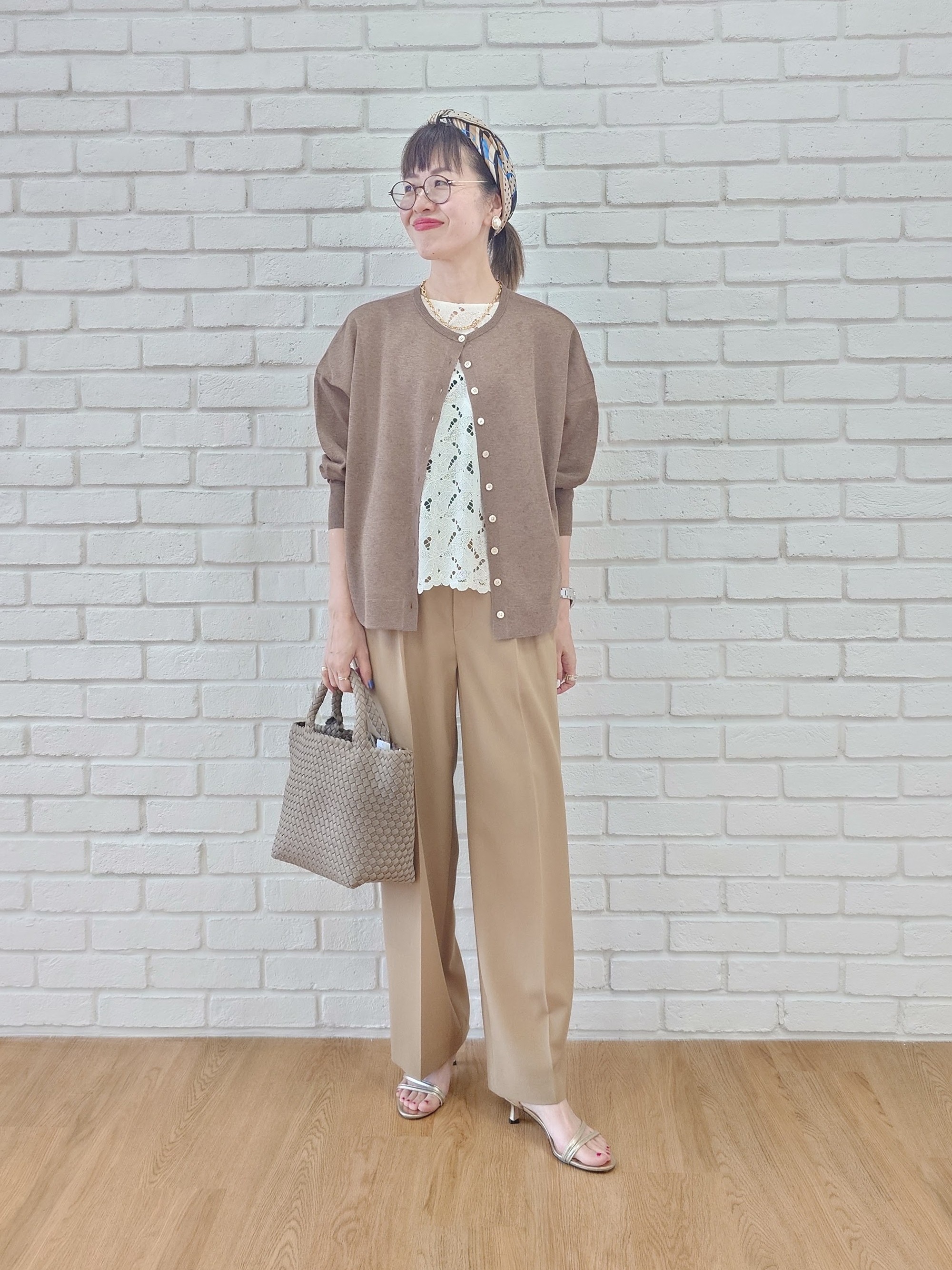 MUTSUKOさんの「UNTITLED｜【アンサンブル可/秋羽織り/シアー】前後2WAYカーディガン」を使ったコーディネート
