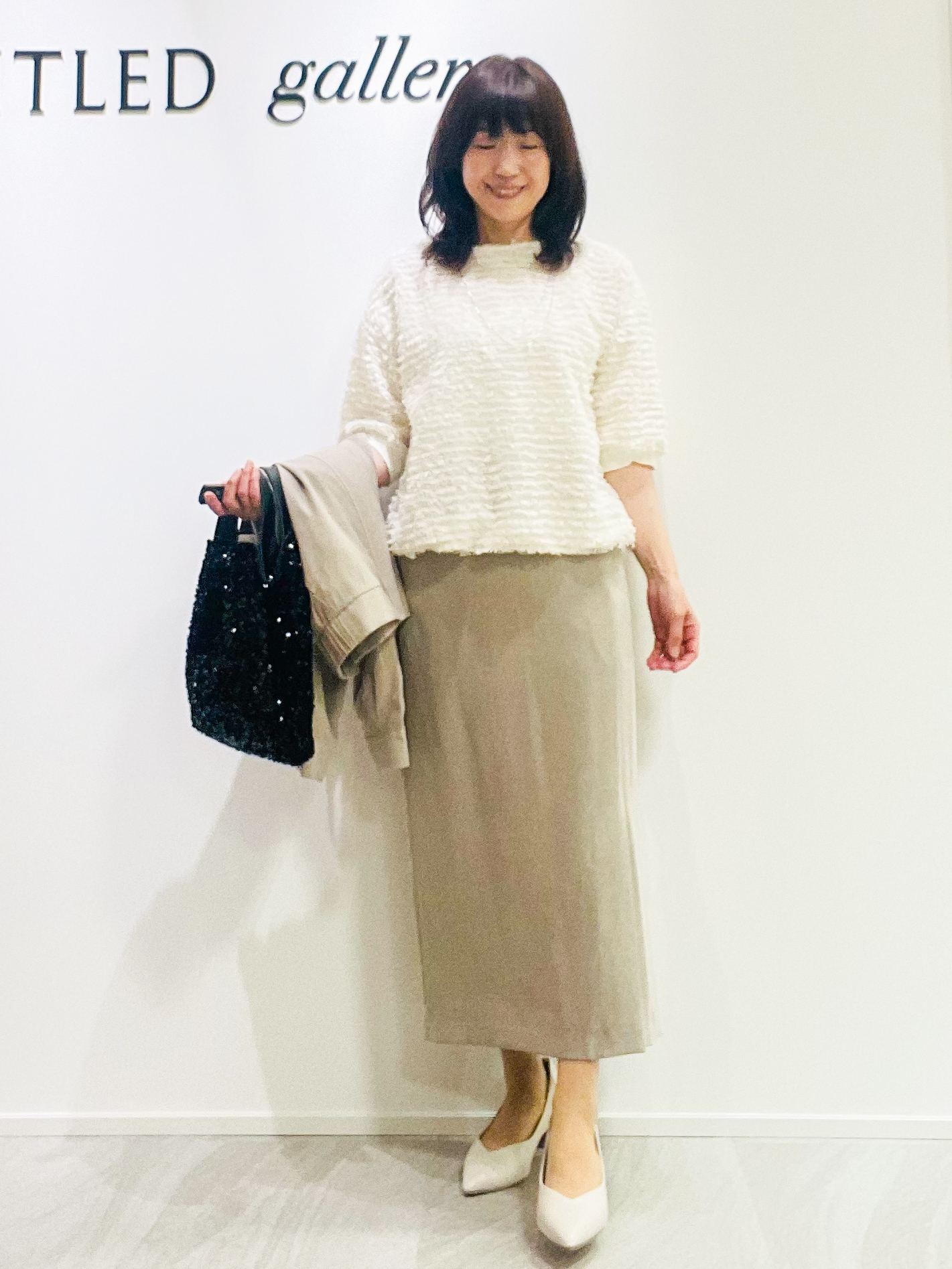 めいさんの「UNTITLED｜【秋映え/体型カバー】フェザージャガードプルオーバー」を使ったコーディネート