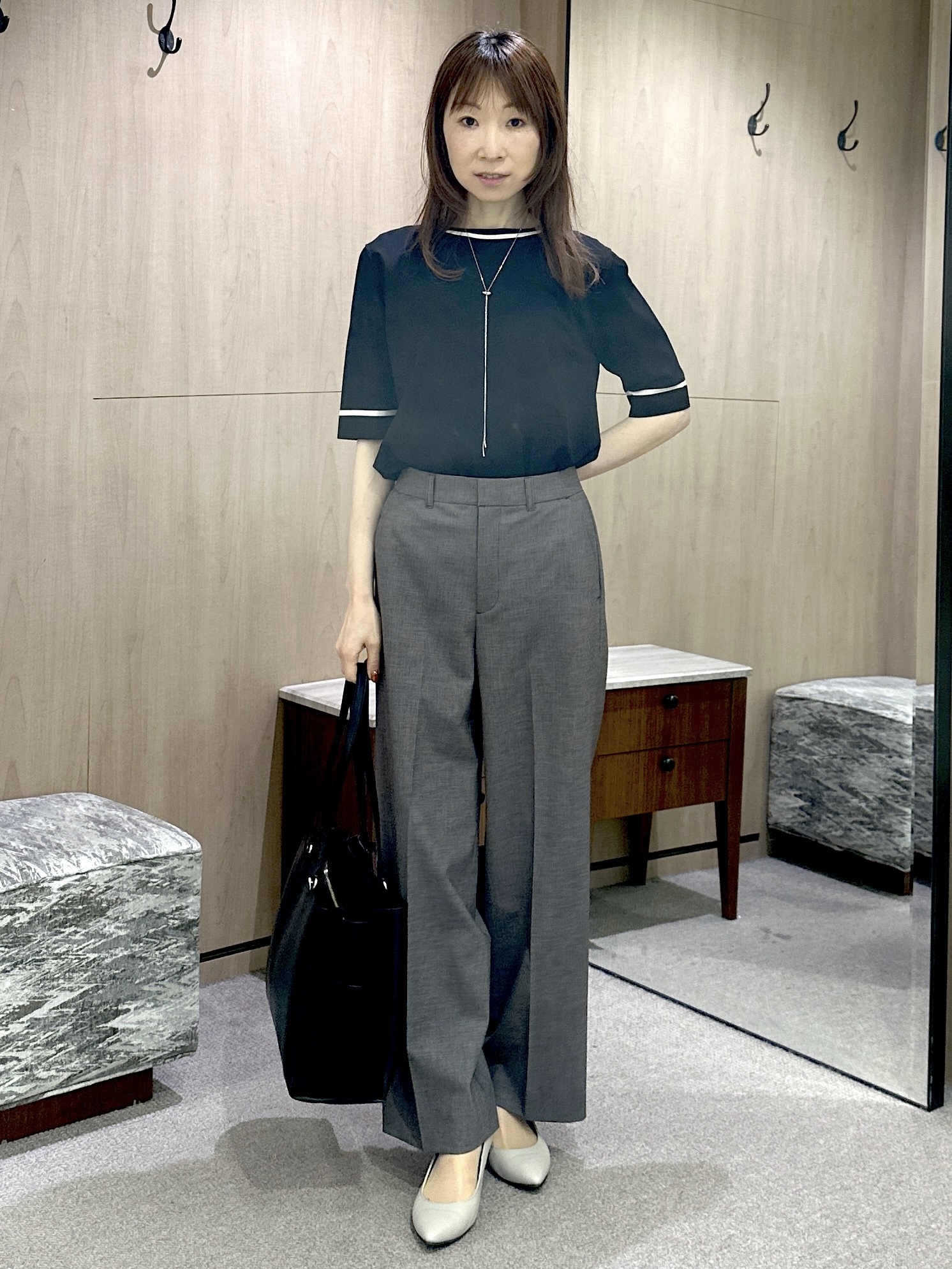 Miwaさんの「UNTITLED｜【アンサンブル可/きれいめ/通勤】コンパクト5分袖ニット」を使ったコーディネート