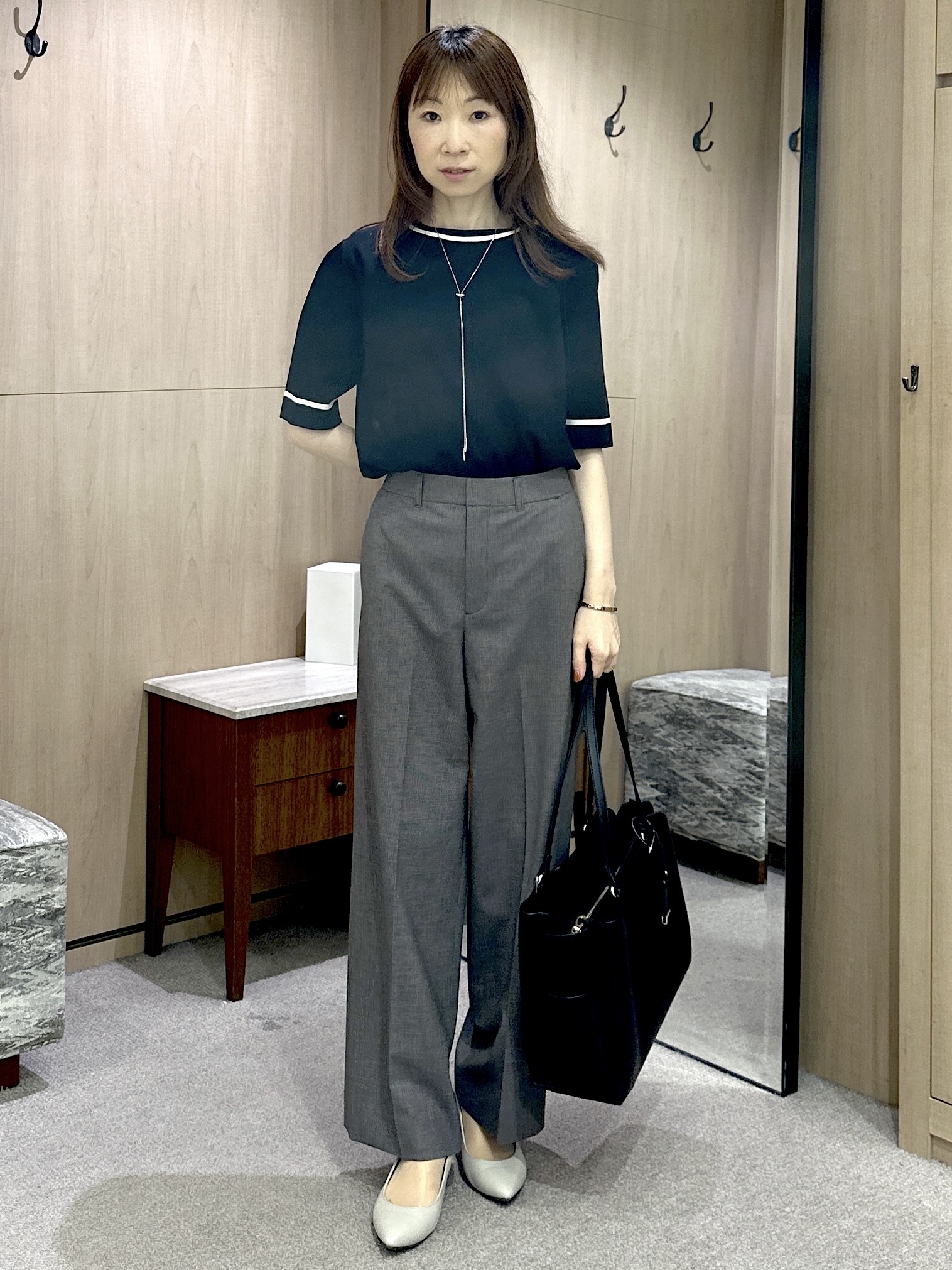 Miwaさんの「UNTITLED｜【アンサンブル可/きれいめ/通勤】コンパクト5分袖ニット」を使ったコーディネート