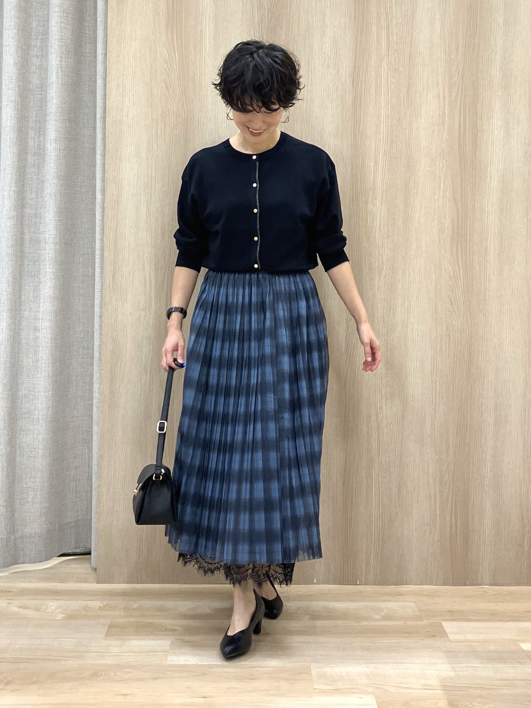 Keiさんの「grove｜【着回し◎・大人フェミニン】リバーシブルチュールプリーツスカート」を使ったコーディネート
