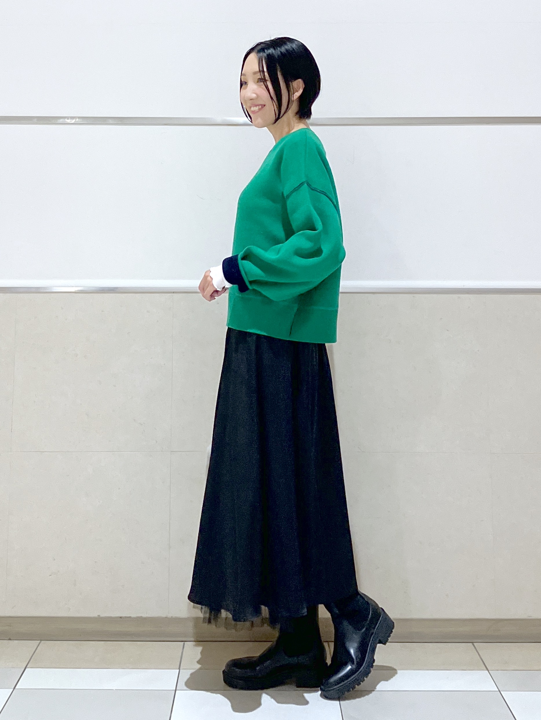 eriko さんの「Dessin｜【洗濯機OK/XS-L】配色リバーシブル コットンジャカード クルーネックニット」を使ったコーディネート