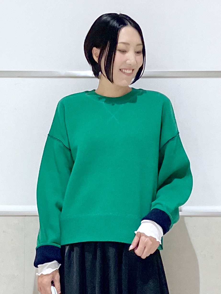 eriko さんの「Dessin｜【洗濯機OK/XS-L】配色リバーシブル コットンジャカード クルーネックニット」を使ったコーディネート