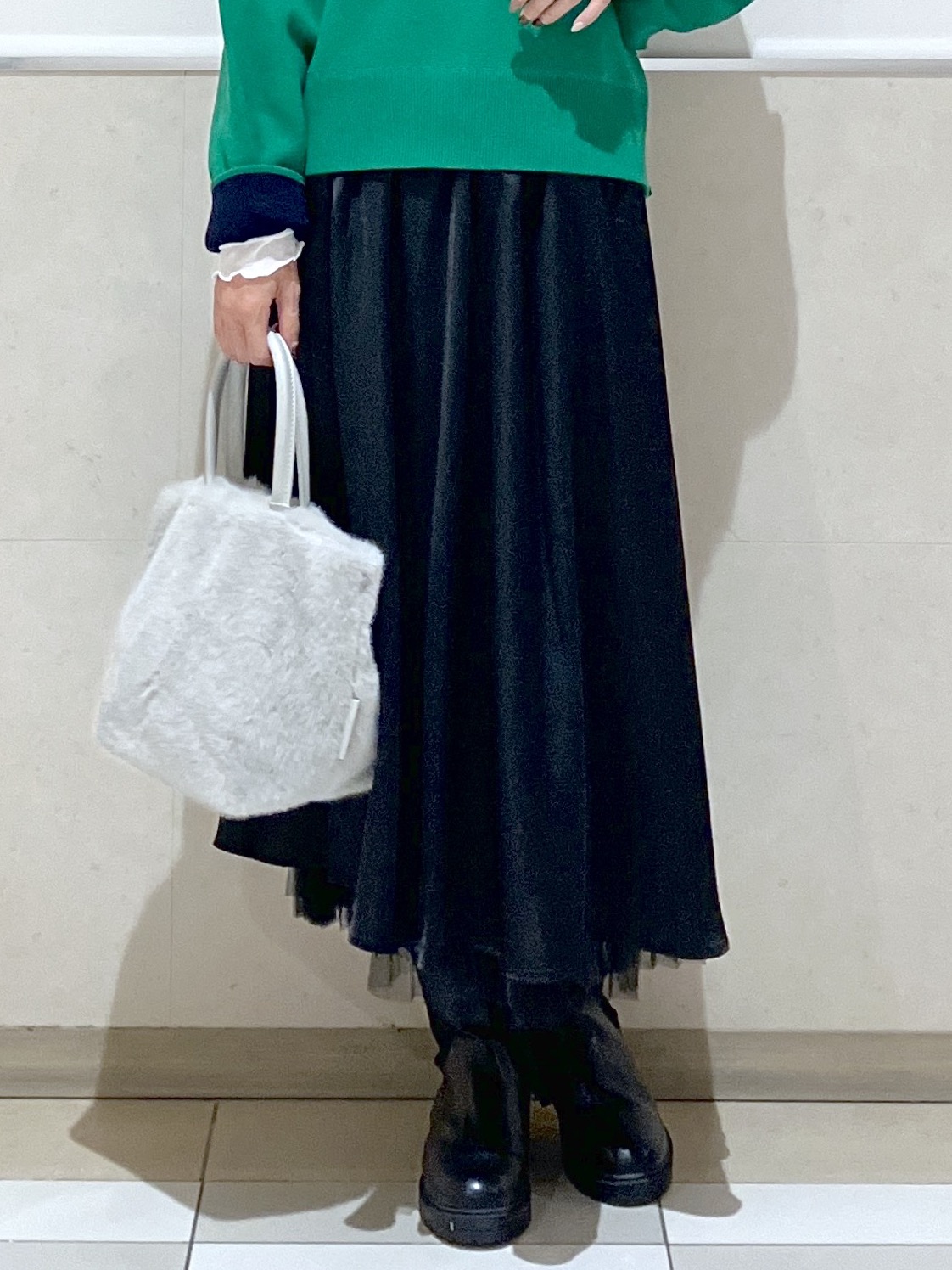 eriko さんの「Dessin｜【洗濯機OK/XS-L】配色リバーシブル コットンジャカード クルーネックニット」を使ったコーディネート